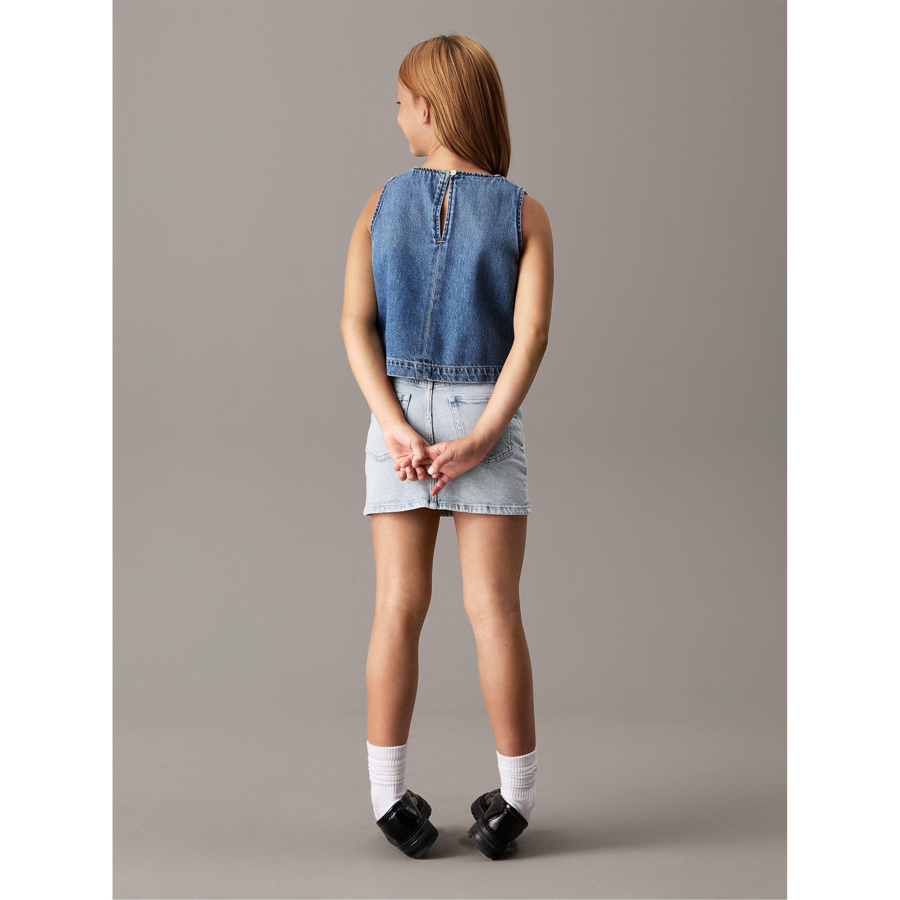 Weiches Blau 1A4 - Calvin Klein Jeans - Kids' Soft Blue Denim Crop Top - 4