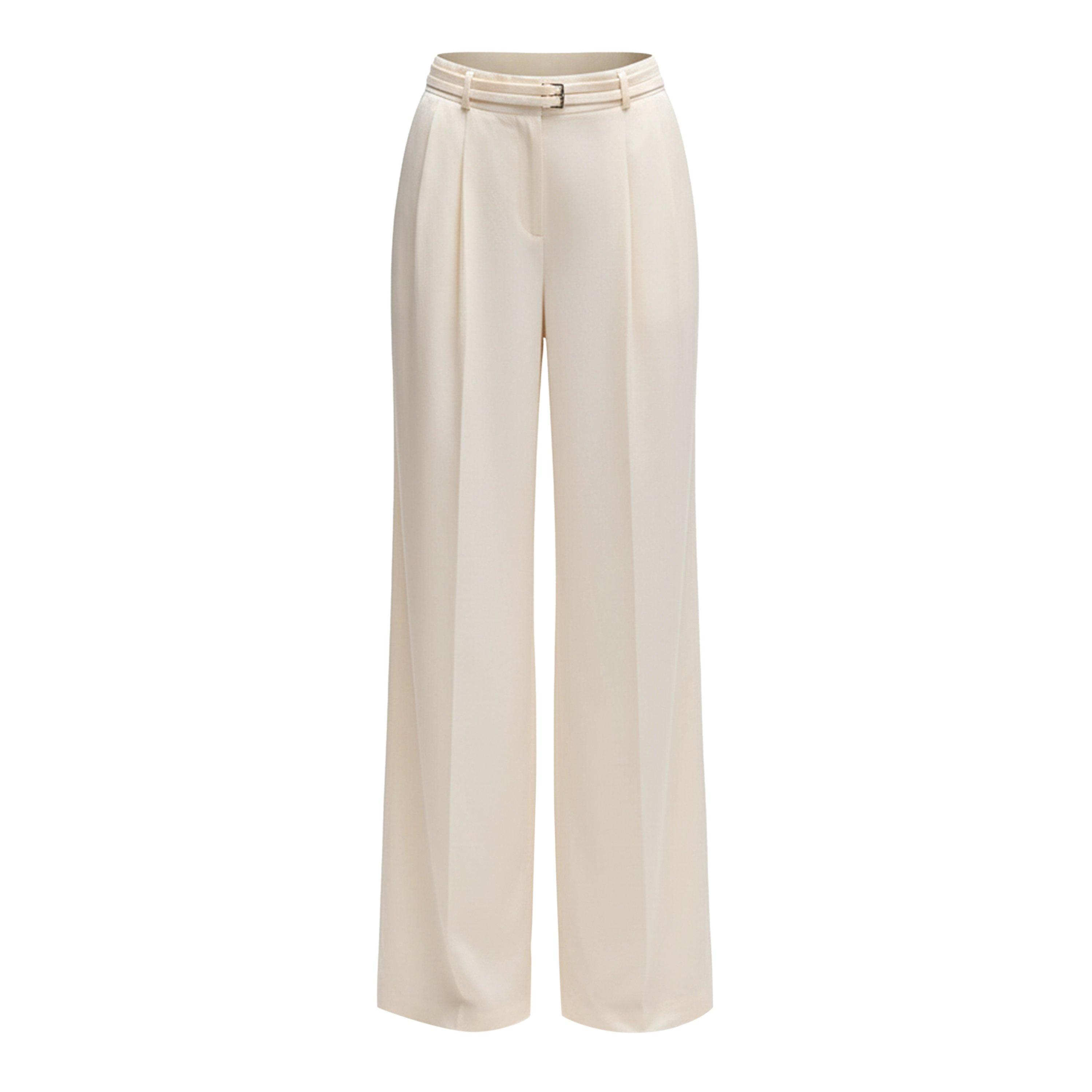 White - Boss - Taualy-W Relaxed Fit Wide Leg Trousers - 1