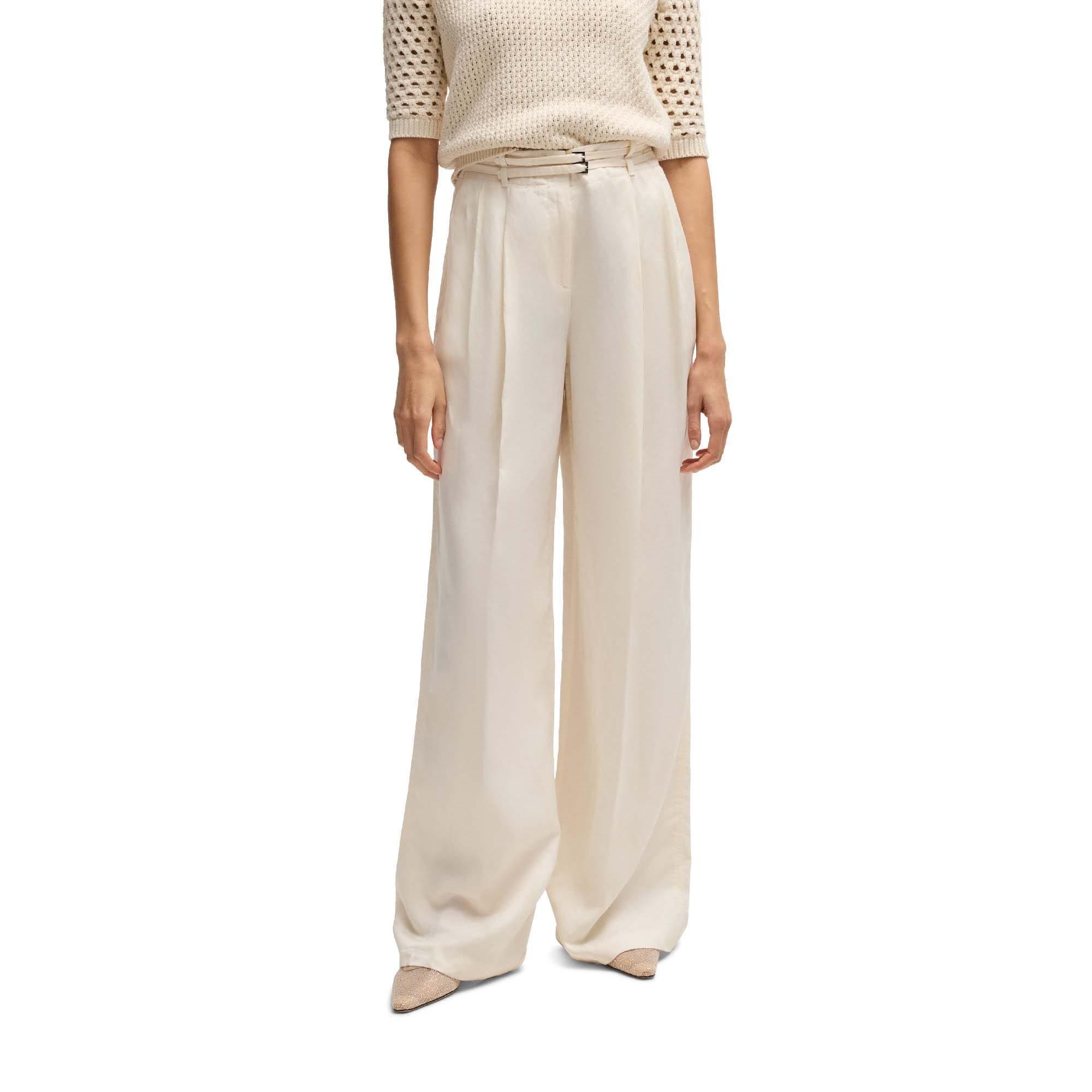 White - Boss - Taualy-W Relaxed Fit Wide Leg Trousers - 6