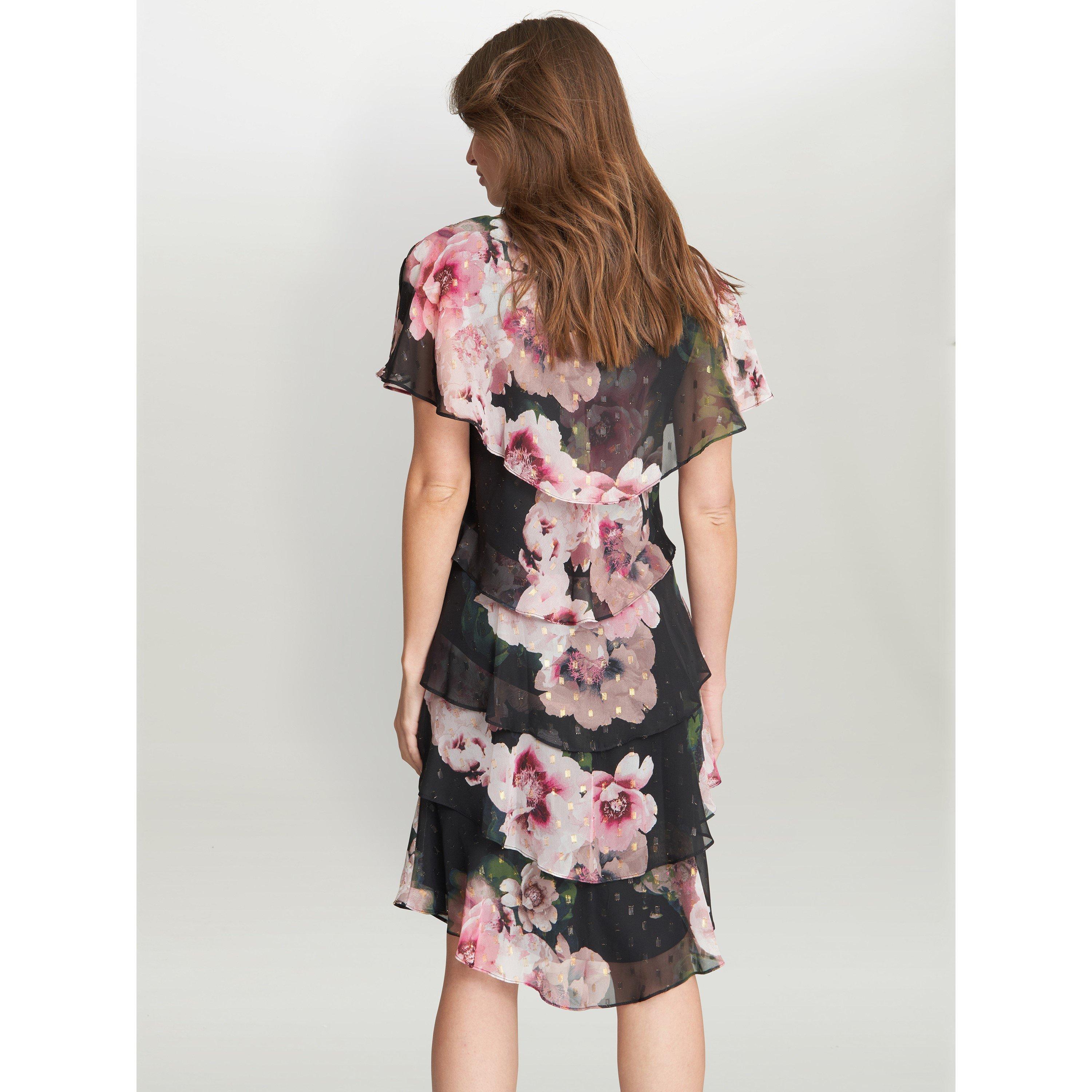 Black / Multi - Gina Bacconi - Olivie Printed Floral Tier Dress - 2