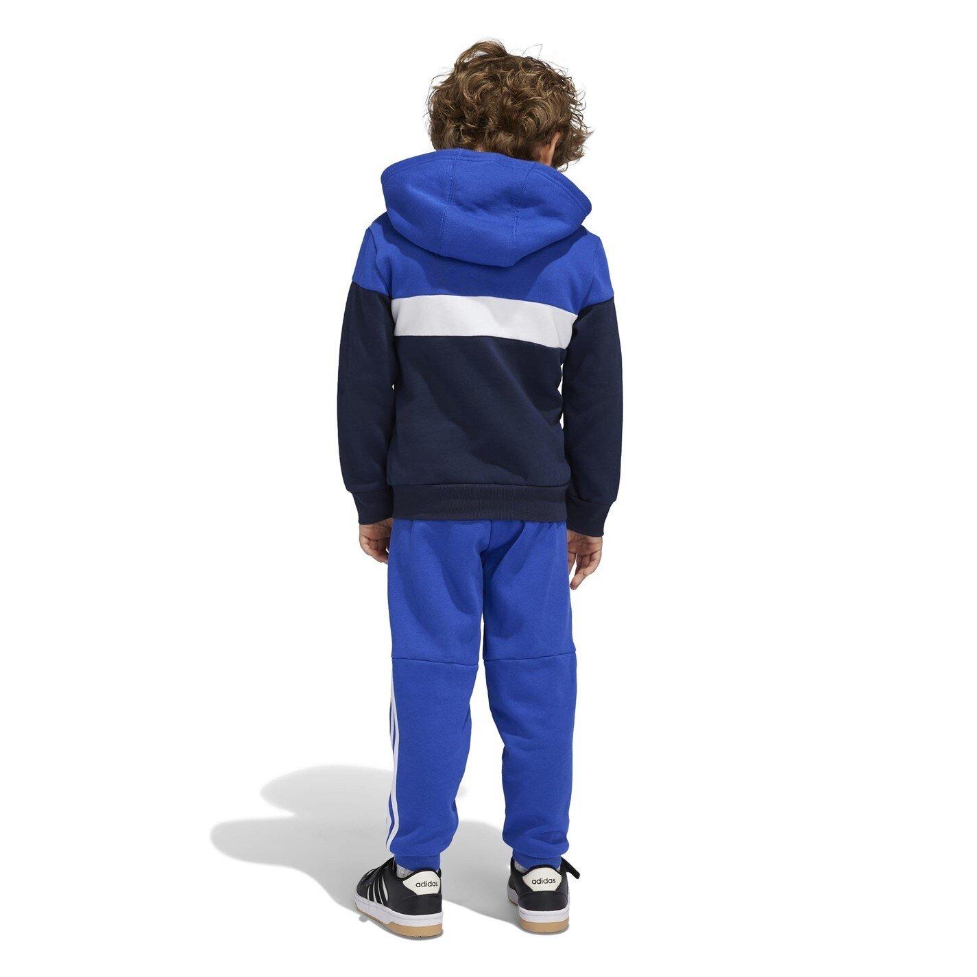 Royblue/White - adidas - Kids Tiberio Colorblock Fleece Tracksuit Kids - 3