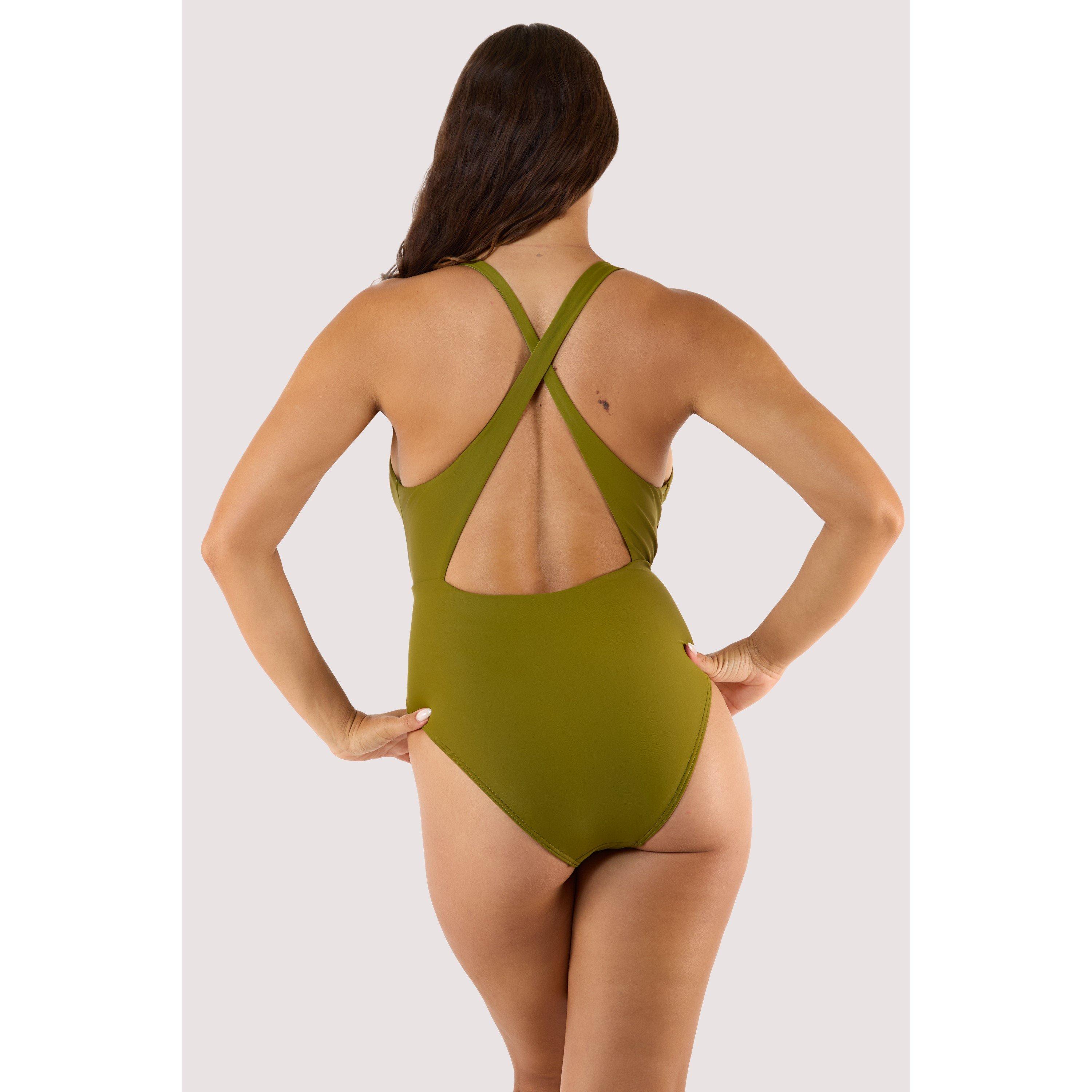 Khaki - Wolf and Whistle - Kalahari Khaki Plunge Swimsuit - 2