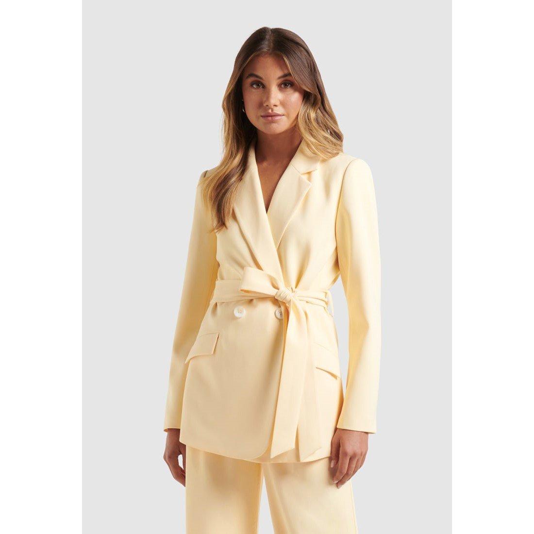 Light Buttercre - Forever New - Women's Daisy Double Breasted Belted Blazer - 2