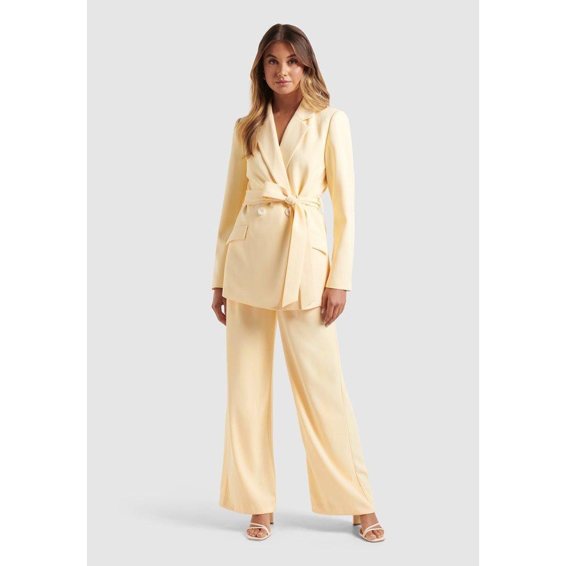 Light Buttercre - Forever New - Women's Daisy Double Breasted Belted Blazer - 6