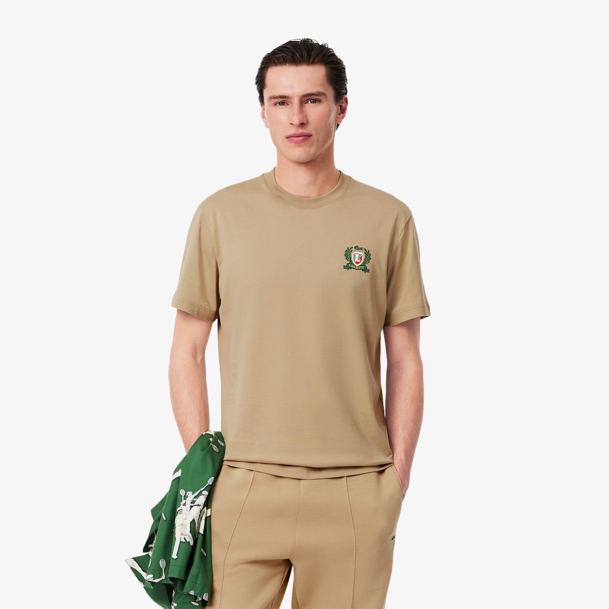 Beige - Lacoste - French Made Emboidered Badge T-Shirt - 2