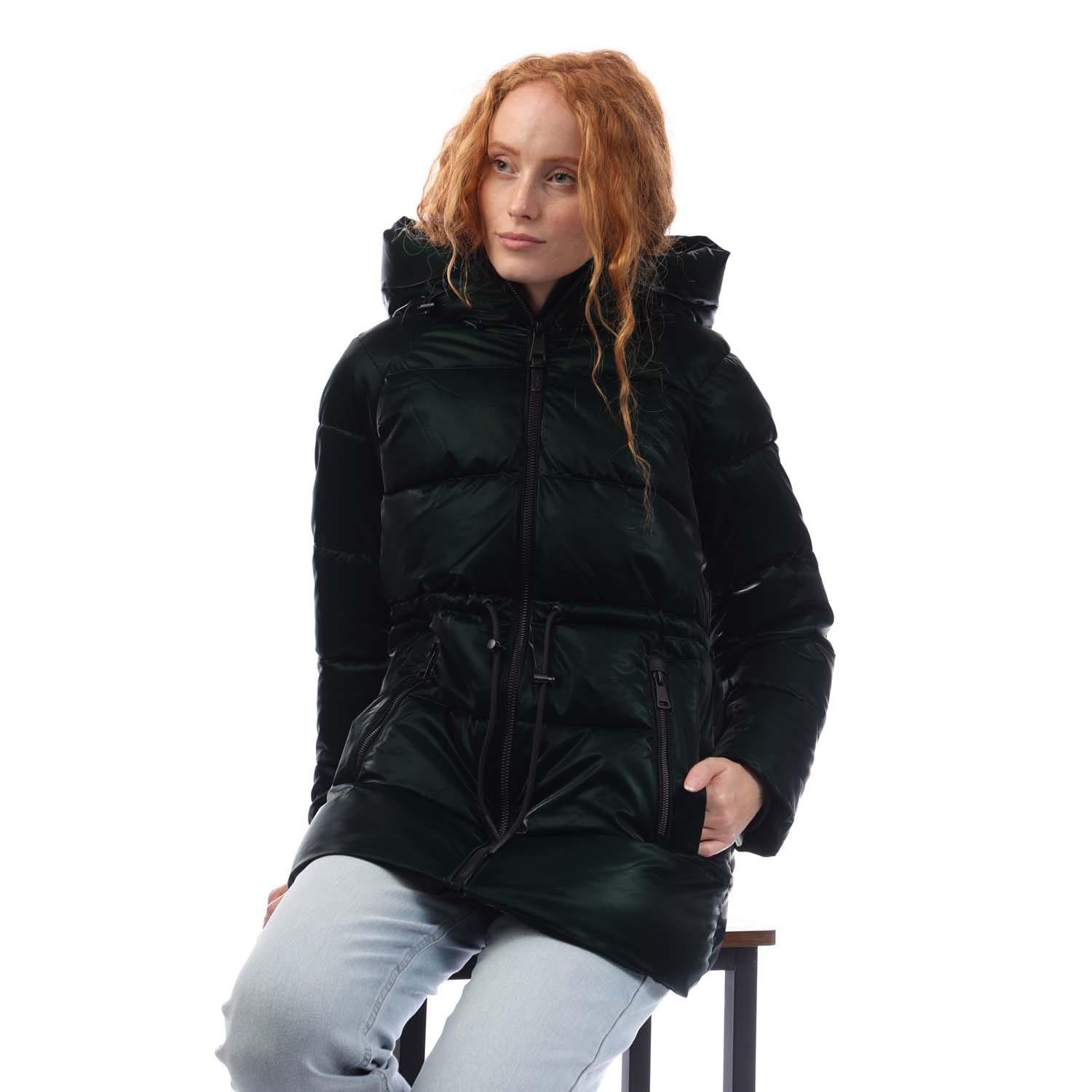 Green - DKNY - Zip Front Drawcord Puffer Jacket - 4