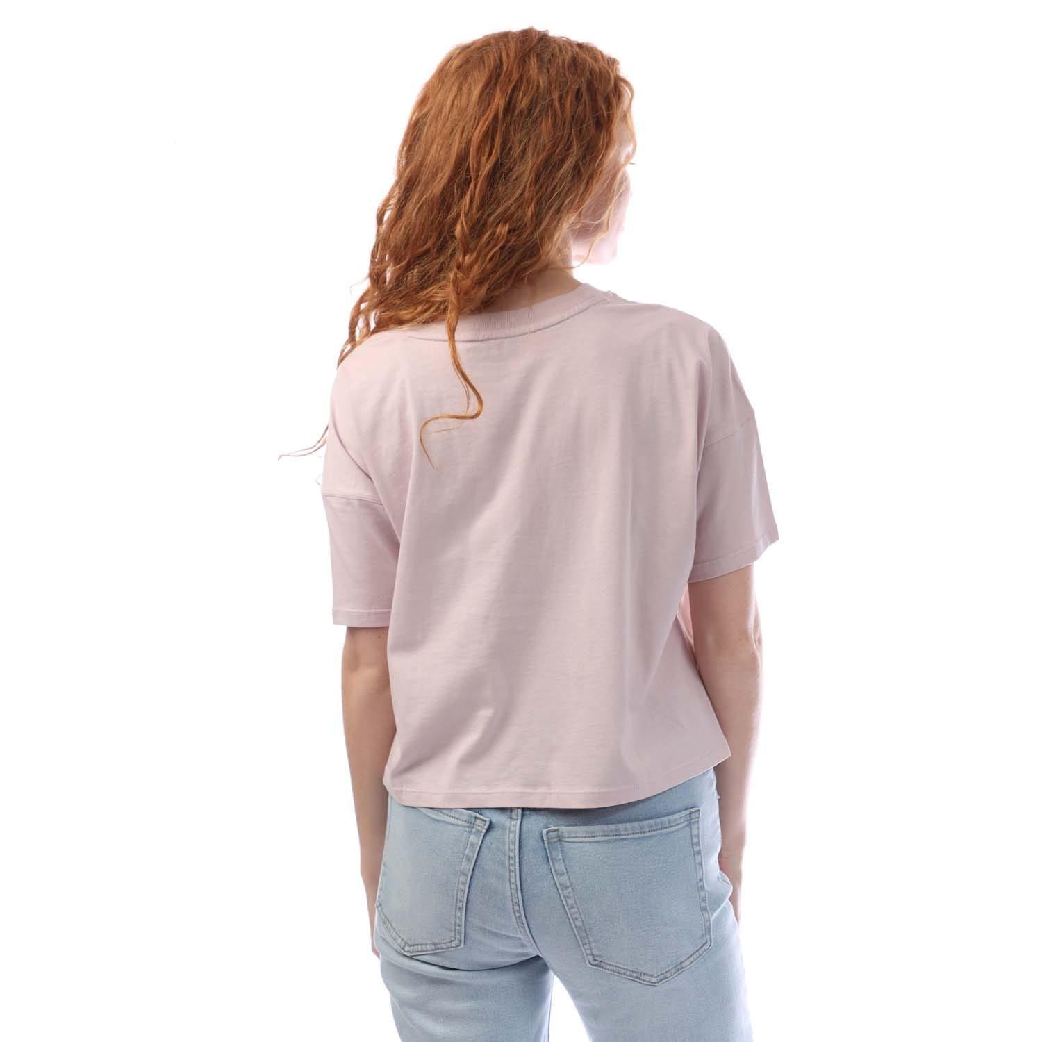 White Pink - DKNY - Rhinestone Logo Cropped SS T-Shirt - 3