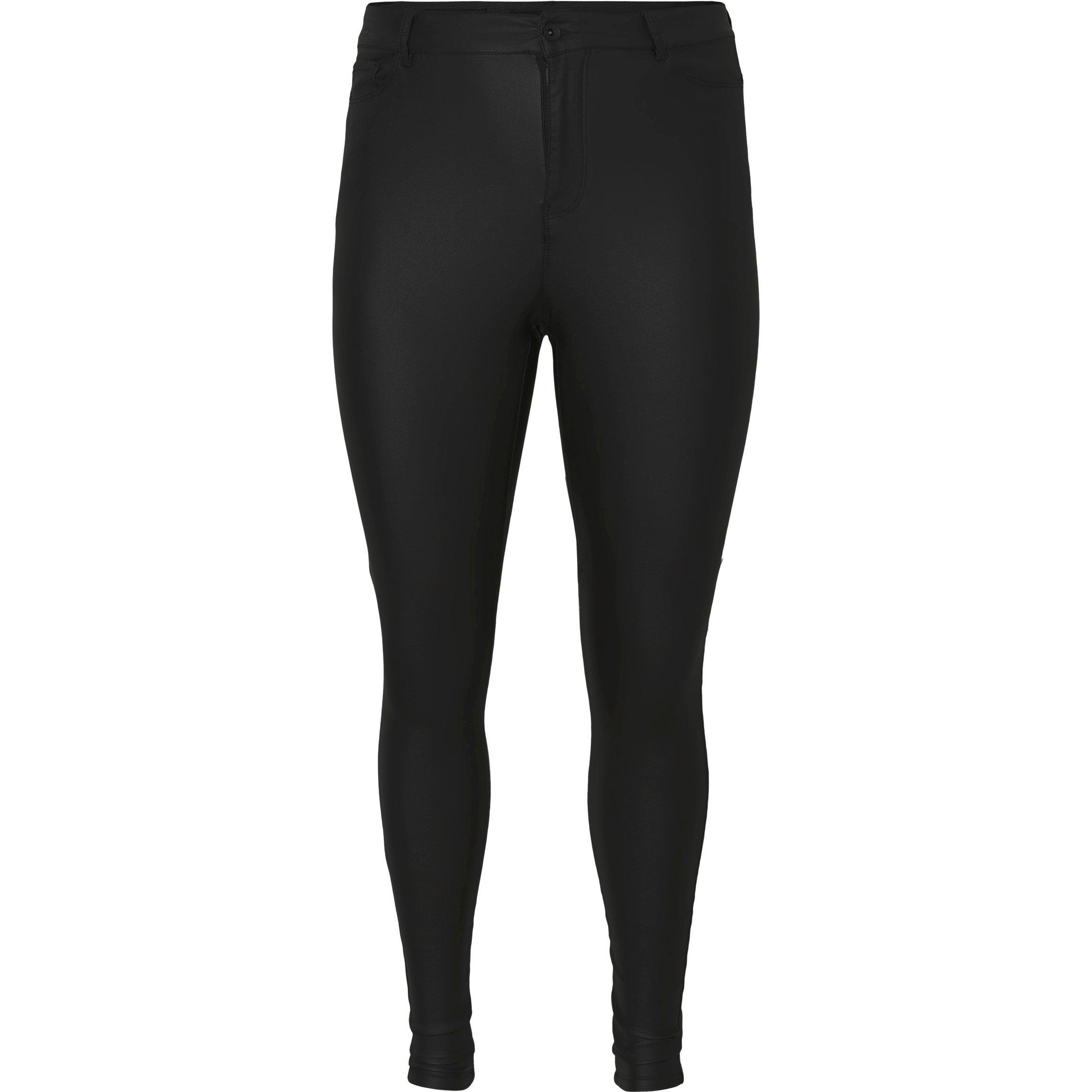 Black - Vero Moda Curve - Women's Curved Plus Size Leather Trousers - 5