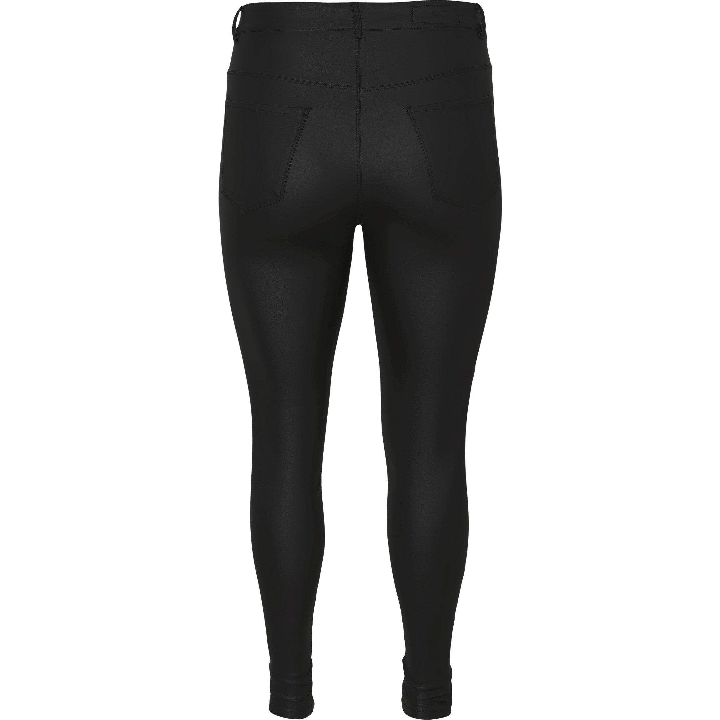 Black - Vero Moda Curve - Women's Curved Plus Size Leather Trousers - 6