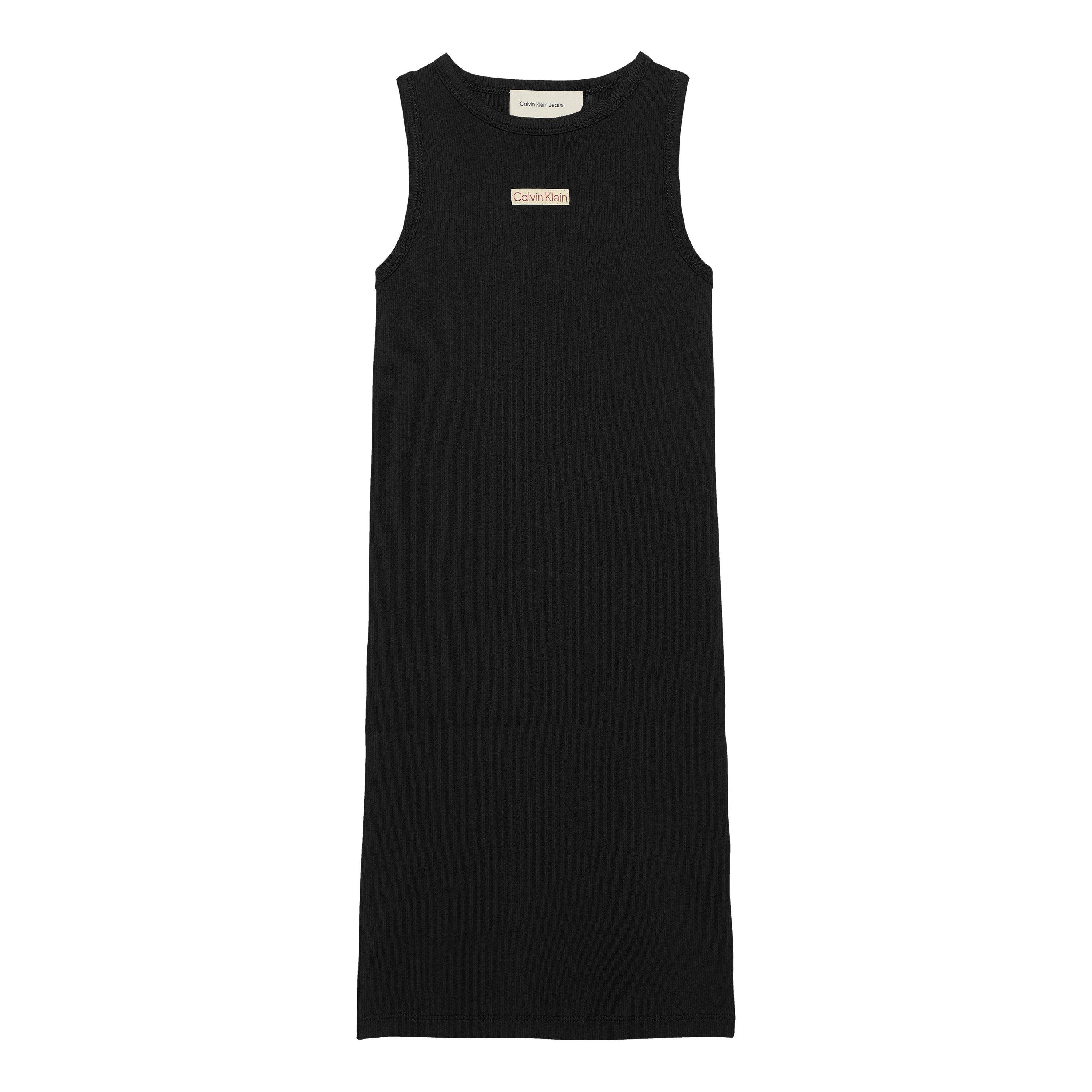 Calvin Klein Jeans Girls Rib Sleeveless Dress - Ck Black Beh - 16Y