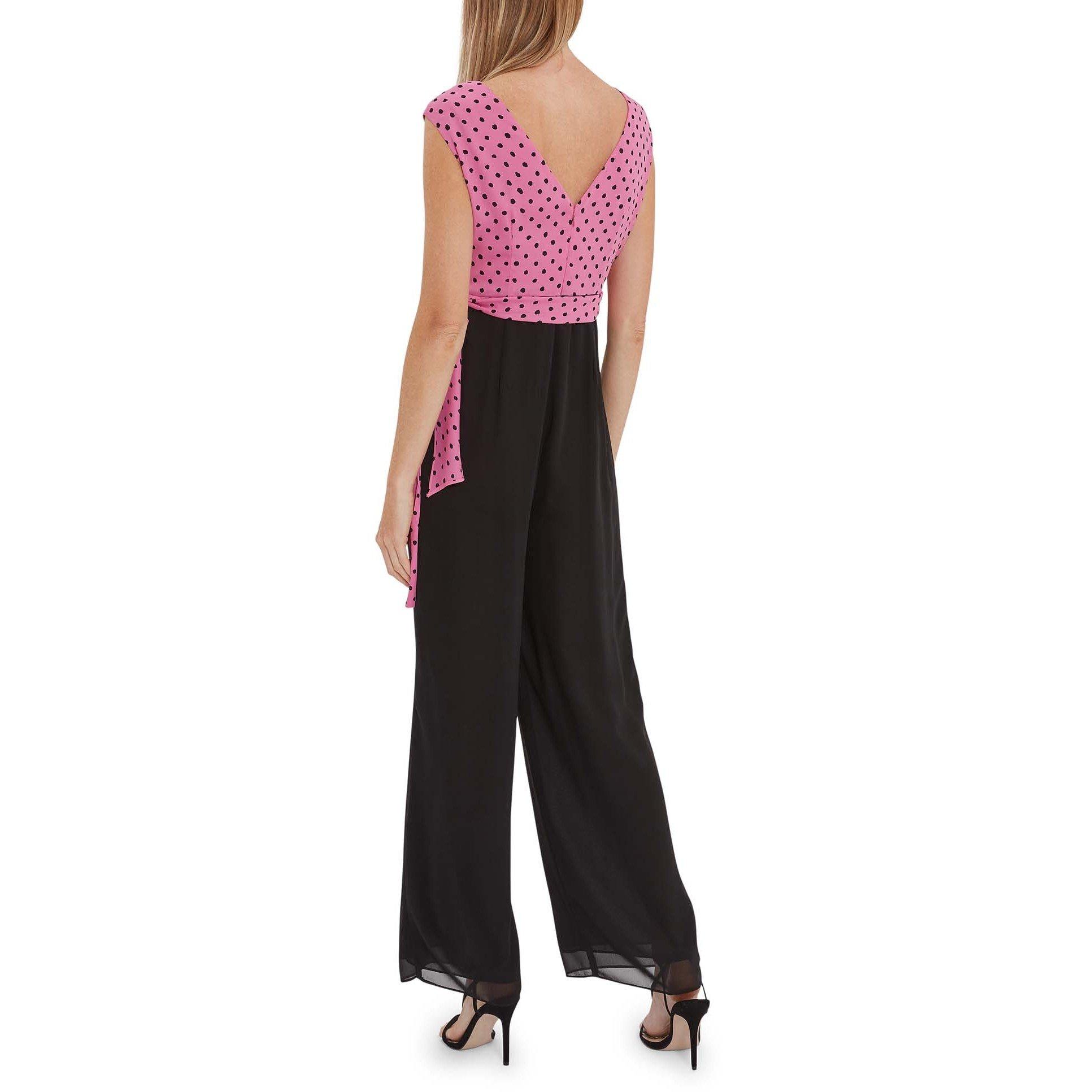 Pink With Black - Gina Bacconi - Women's Milana Chiffon Jumpsuit - 2