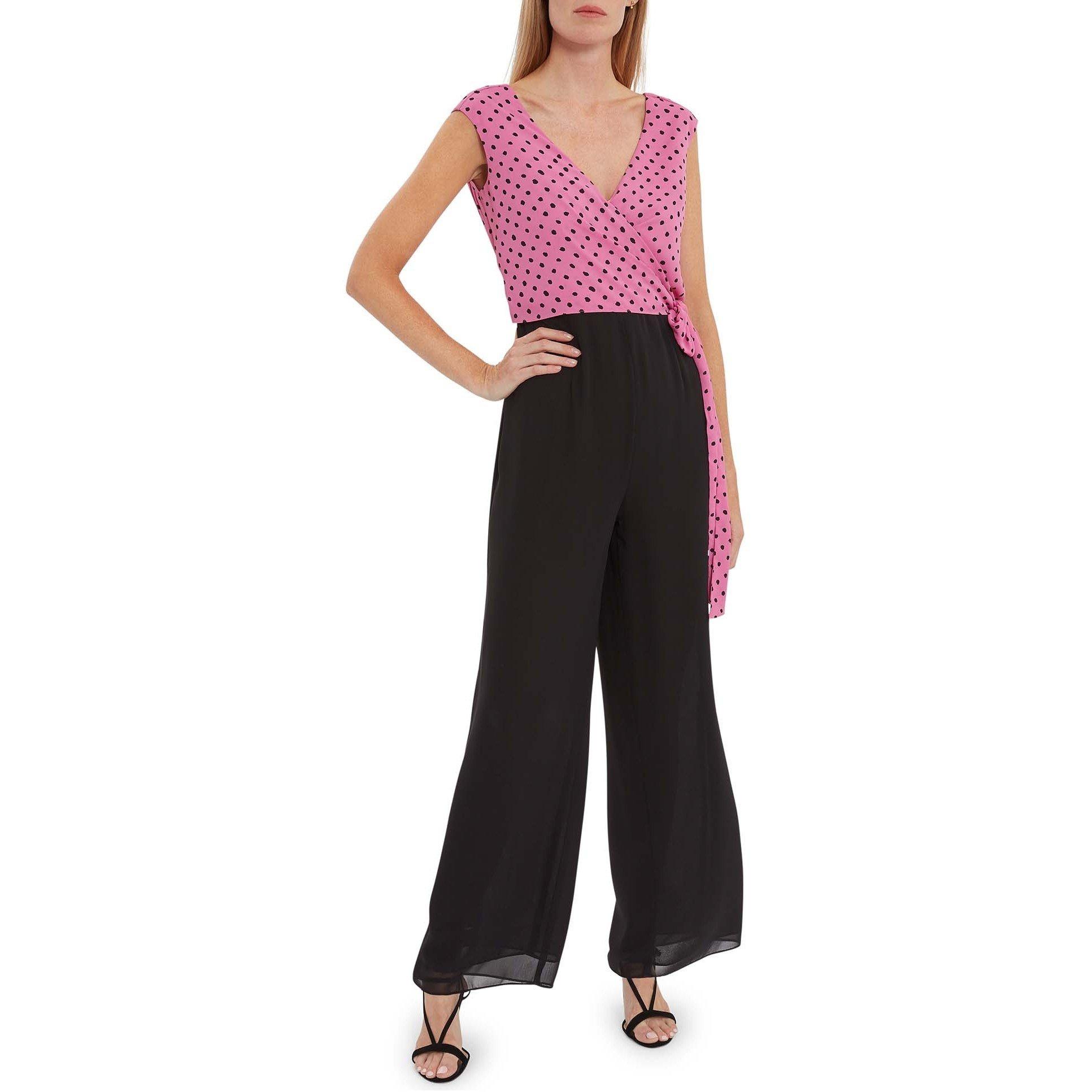 Pink With Black - Gina Bacconi - Women's Milana Chiffon Jumpsuit - 3