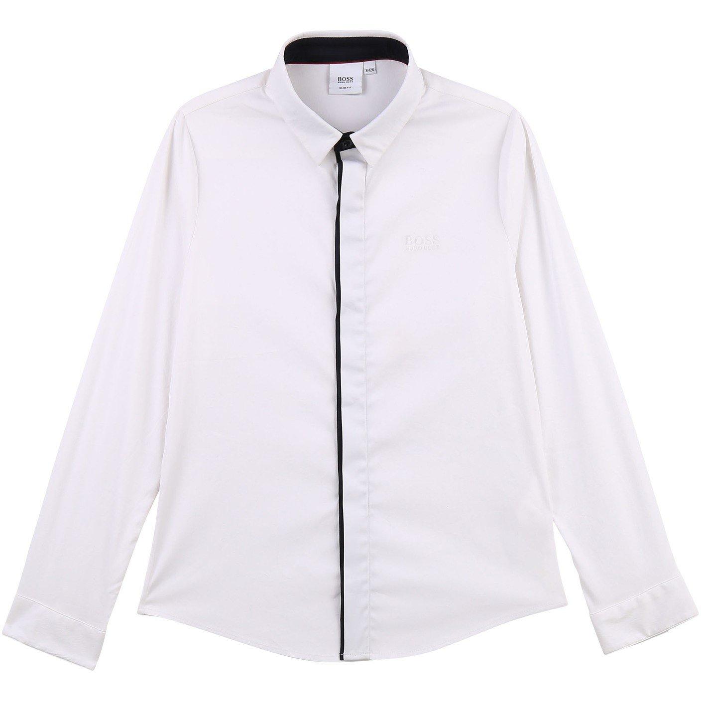 White - Boss - Kids Slim-fit Long-sleeved Shirt - 1