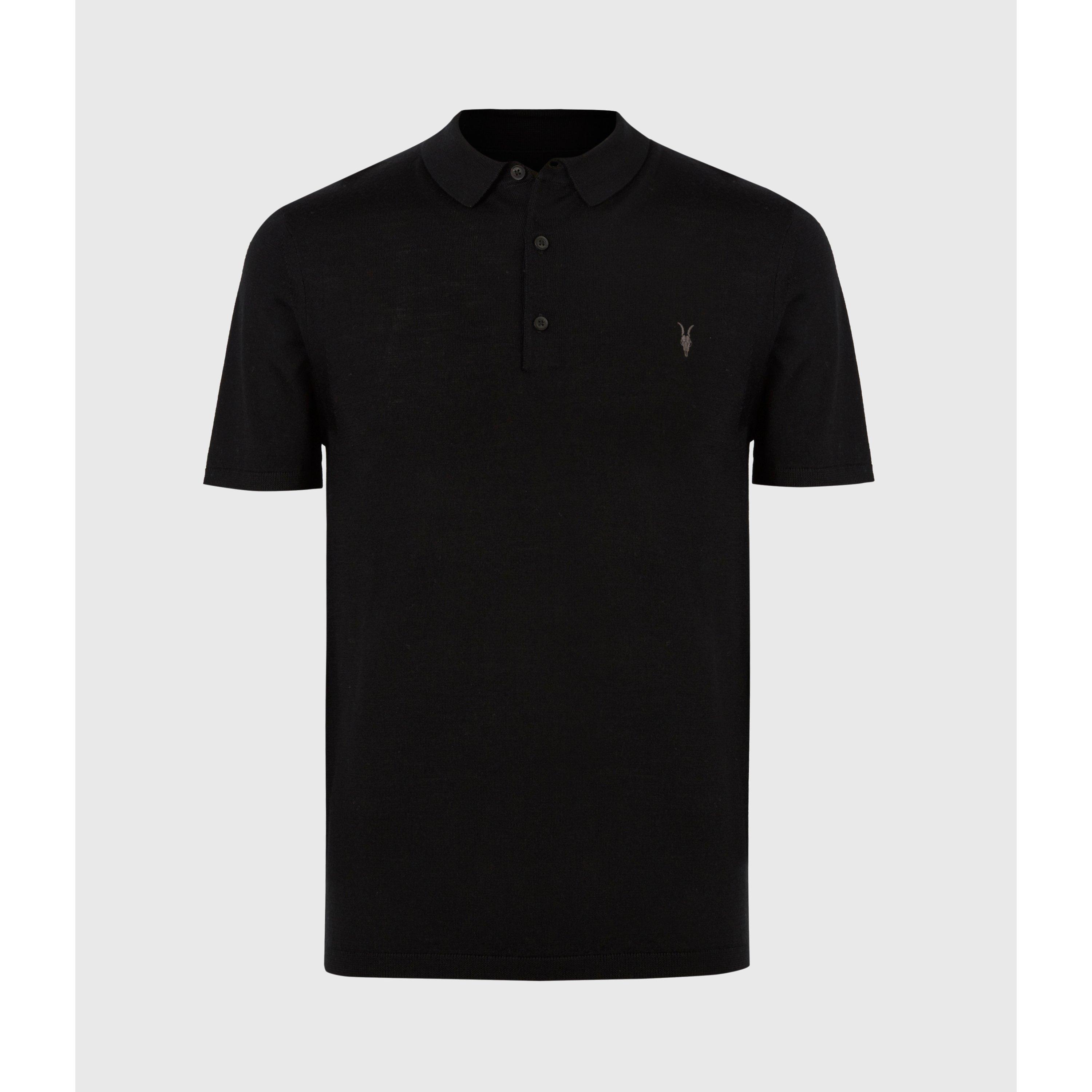 Allsaints Men's Mode Merino Short Sleeve Polo - Black - S