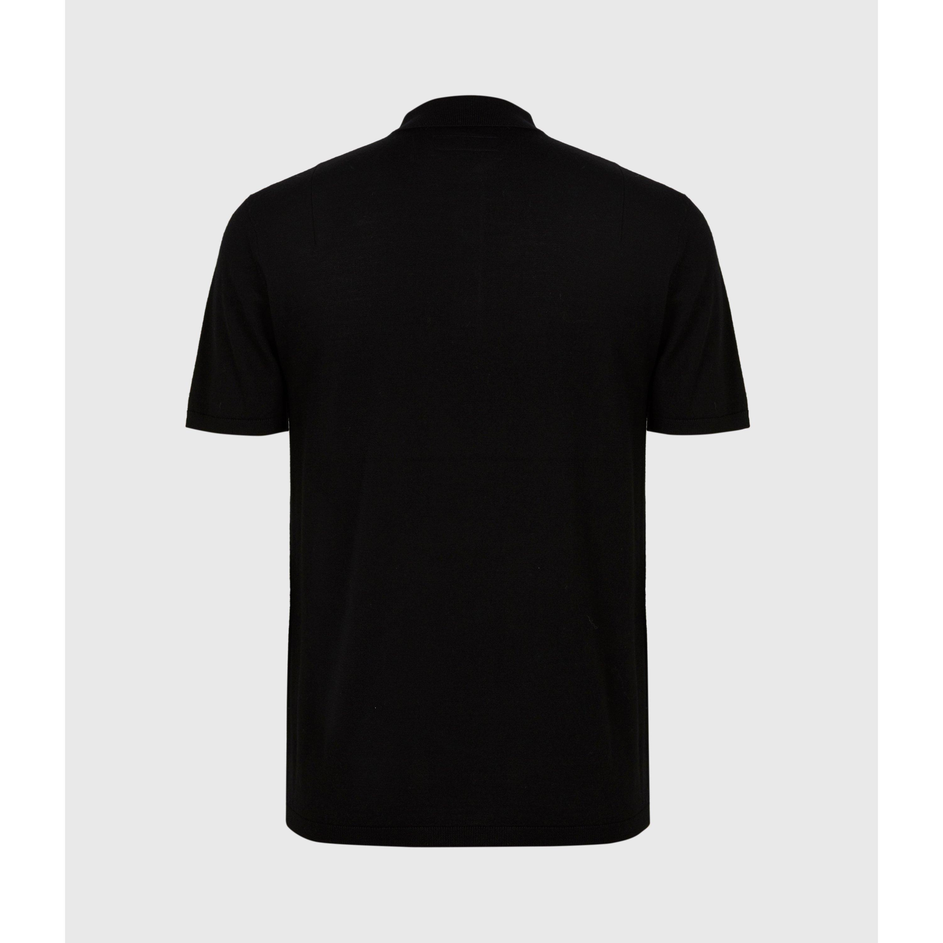 Black - AllSaints - Mode Merino Short Sleeve Polo - 2