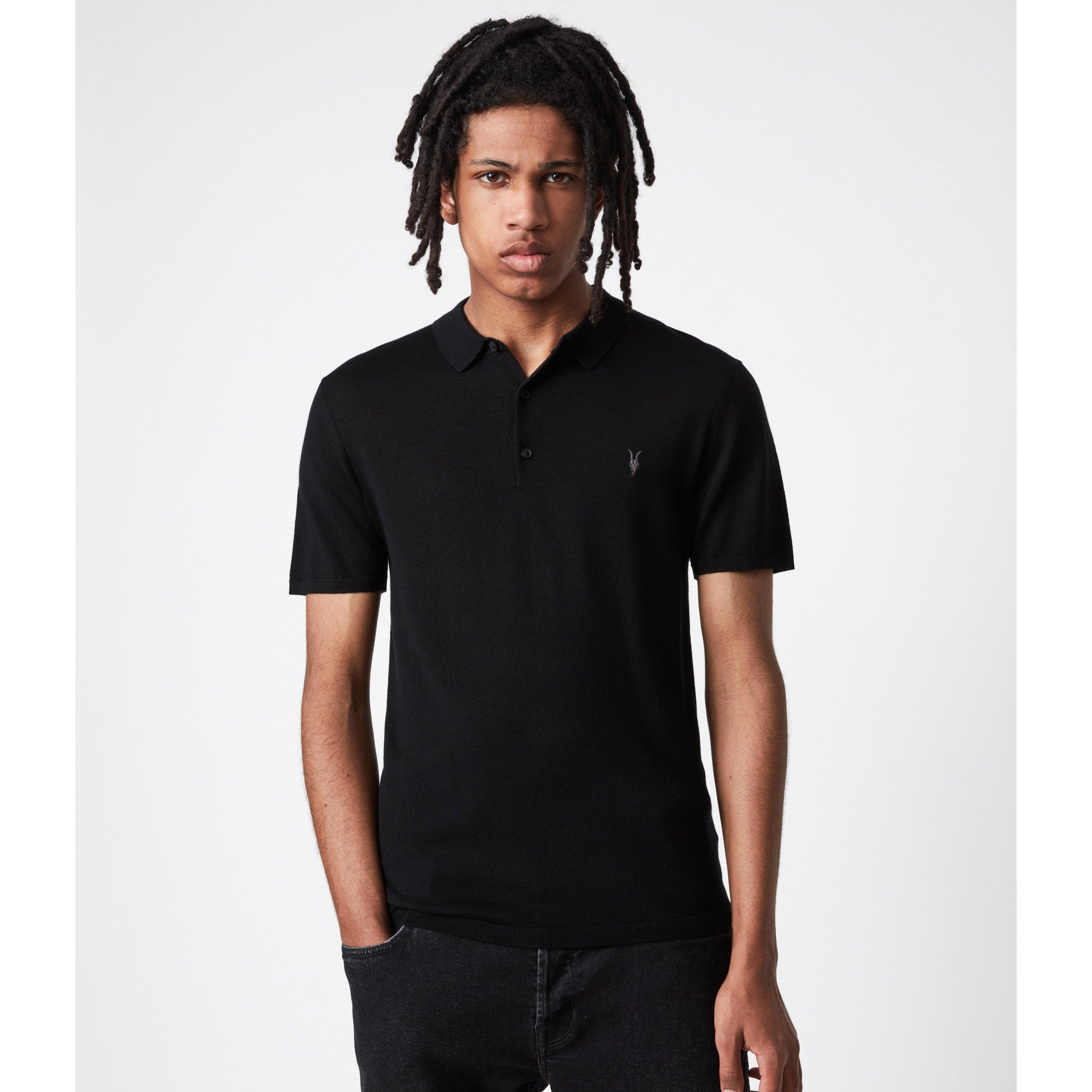 Black - AllSaints - Mode Merino Short Sleeve Polo - 3