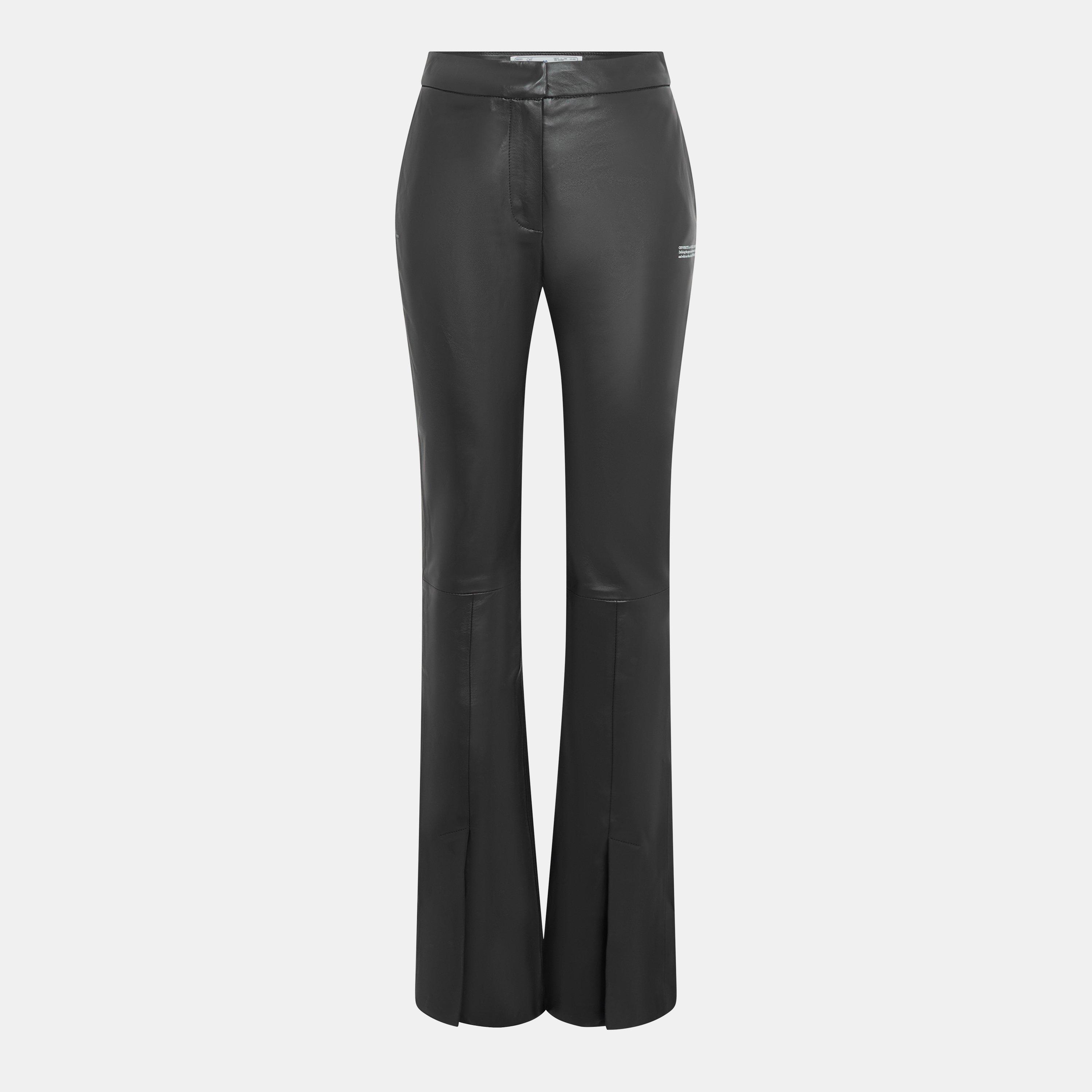 Black/White - Off White - Women's Leather/PU Trousers - 1