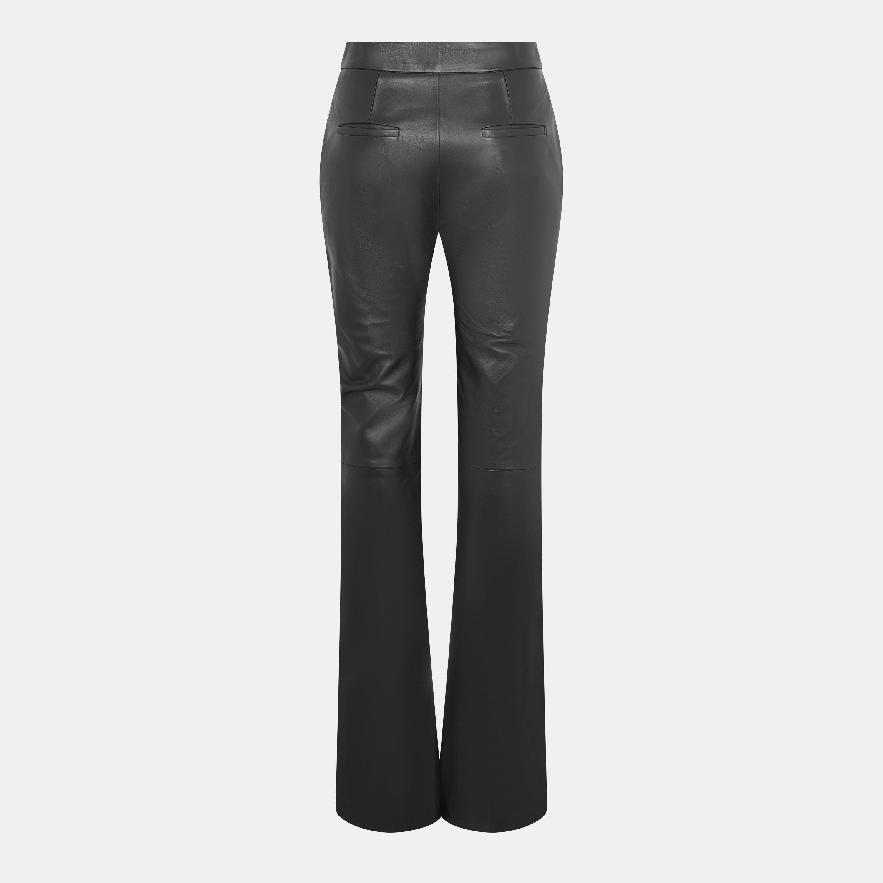 Black/White - Off White - Women's Leather/PU Trousers - 2