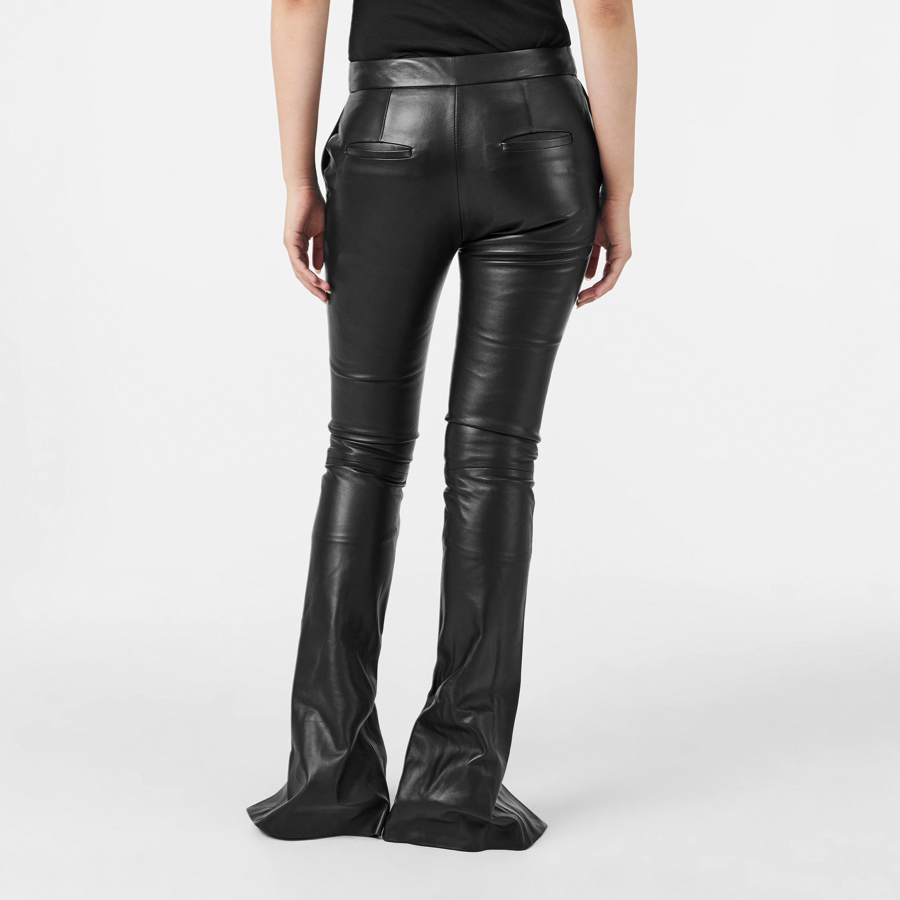 Black/White - Off White - Women's Leather/PU Trousers - 4
