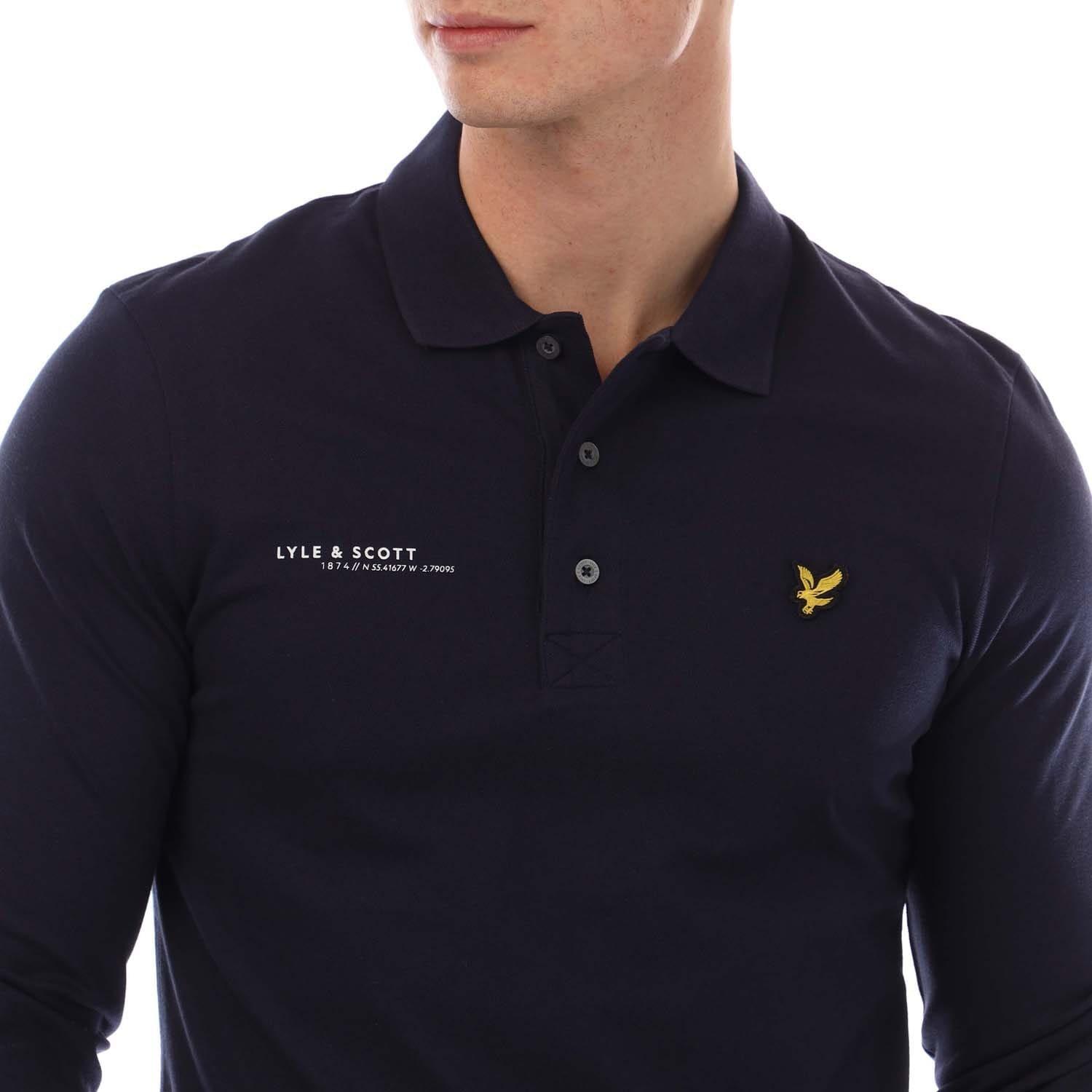 Navy - Lyle and Scott - Co-Ordinate Print Long Sleeve Polo Shirt - 2