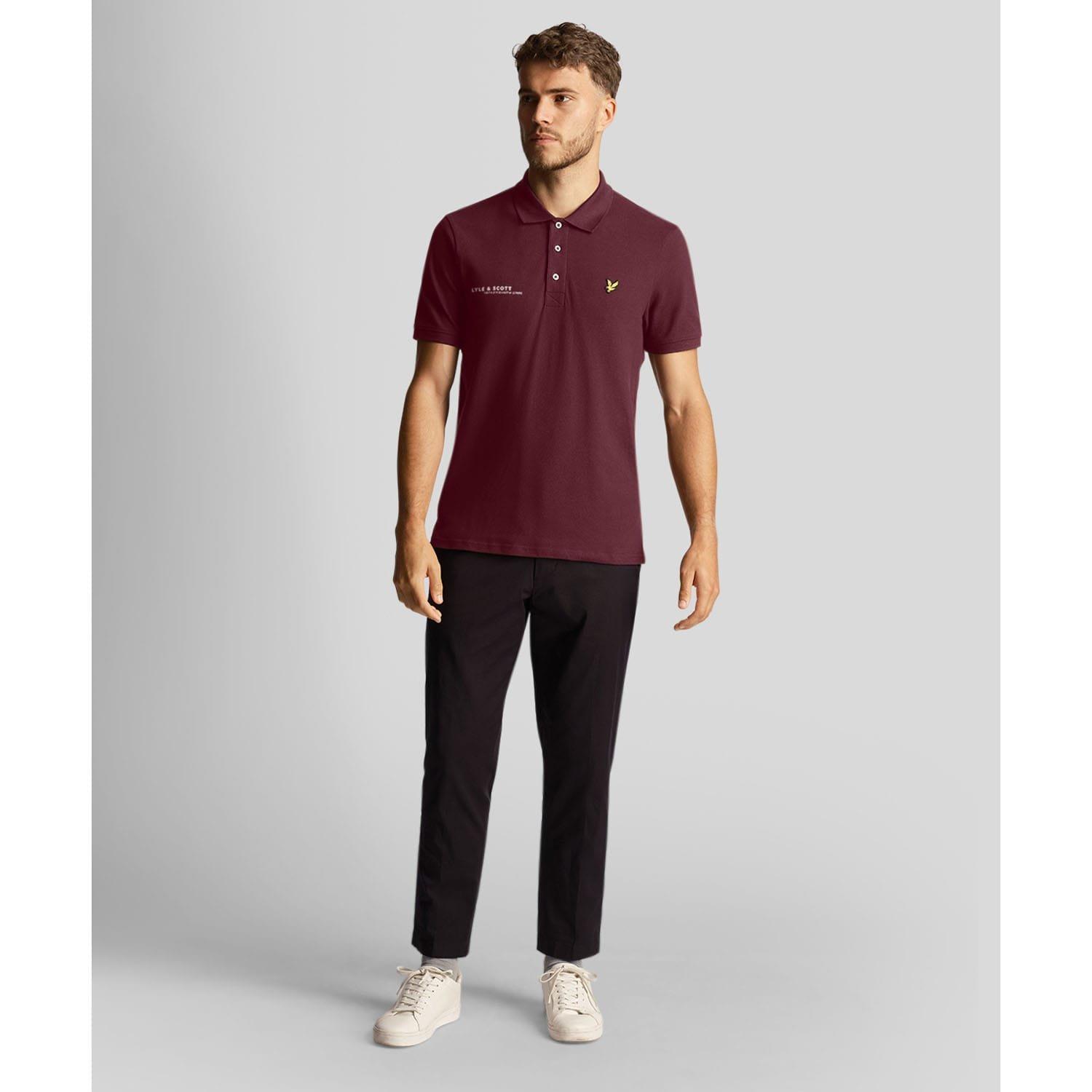 Burgundy - Lyle and Scott - Co-Ordinate Print Plain Polo Shirt - 2