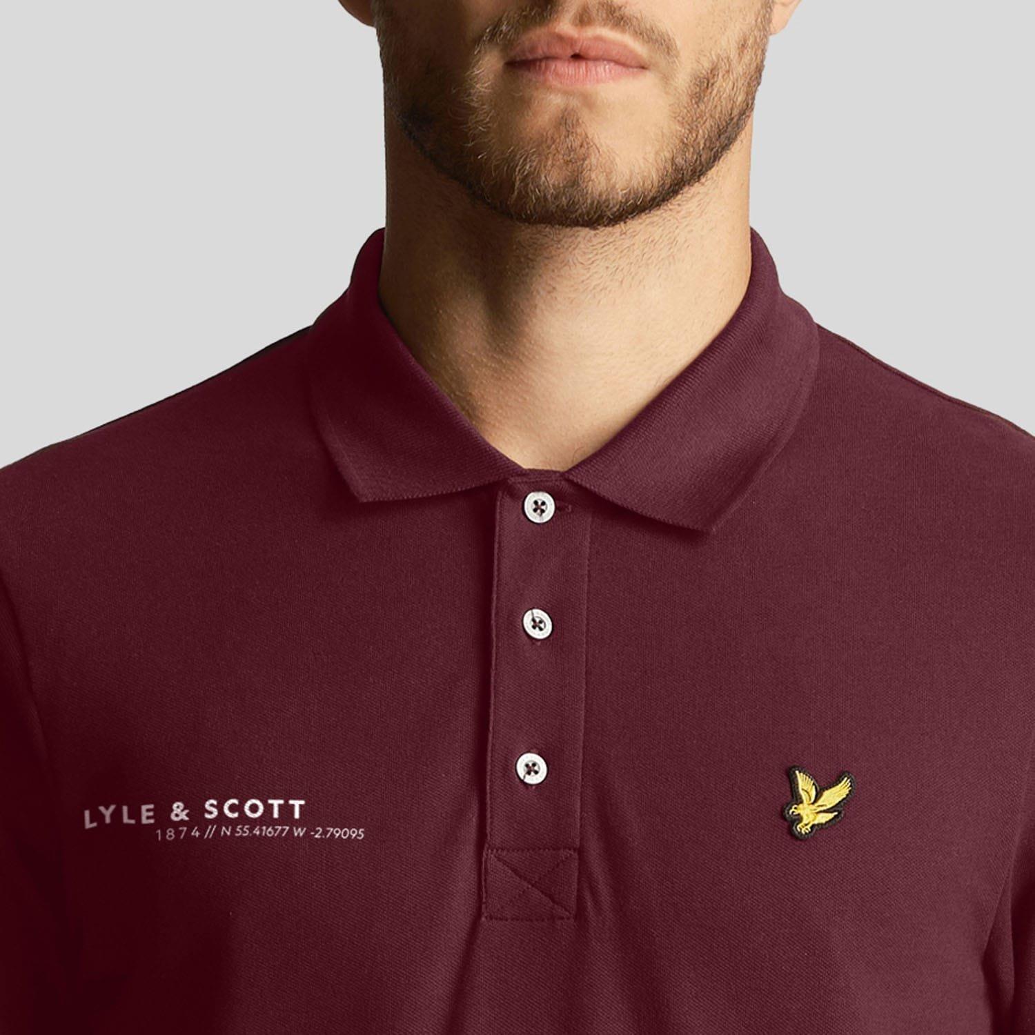 Burgundy - Lyle and Scott - Co-Ordinate Print Plain Polo Shirt - 4