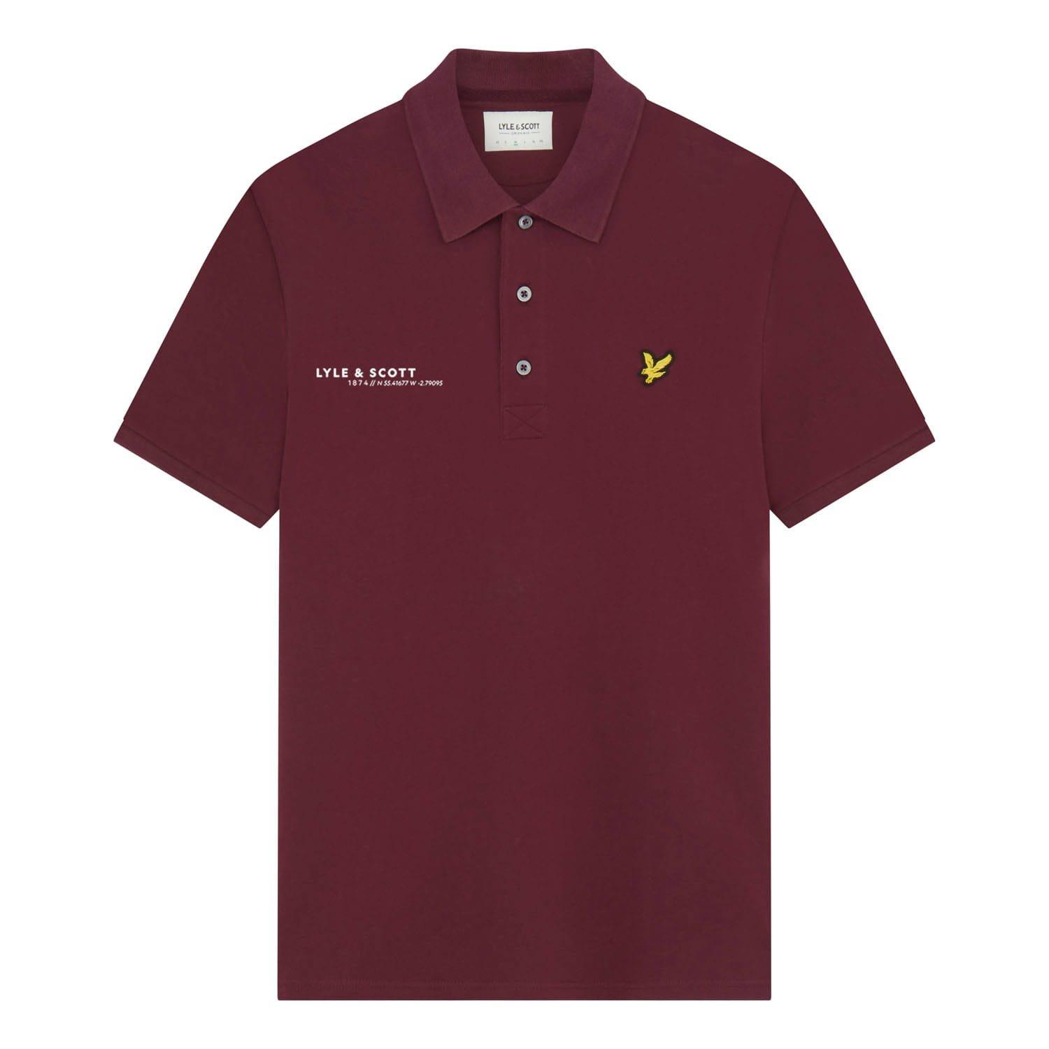 Burgundy - Lyle and Scott - Co-Ordinate Print Plain Polo Shirt - 5