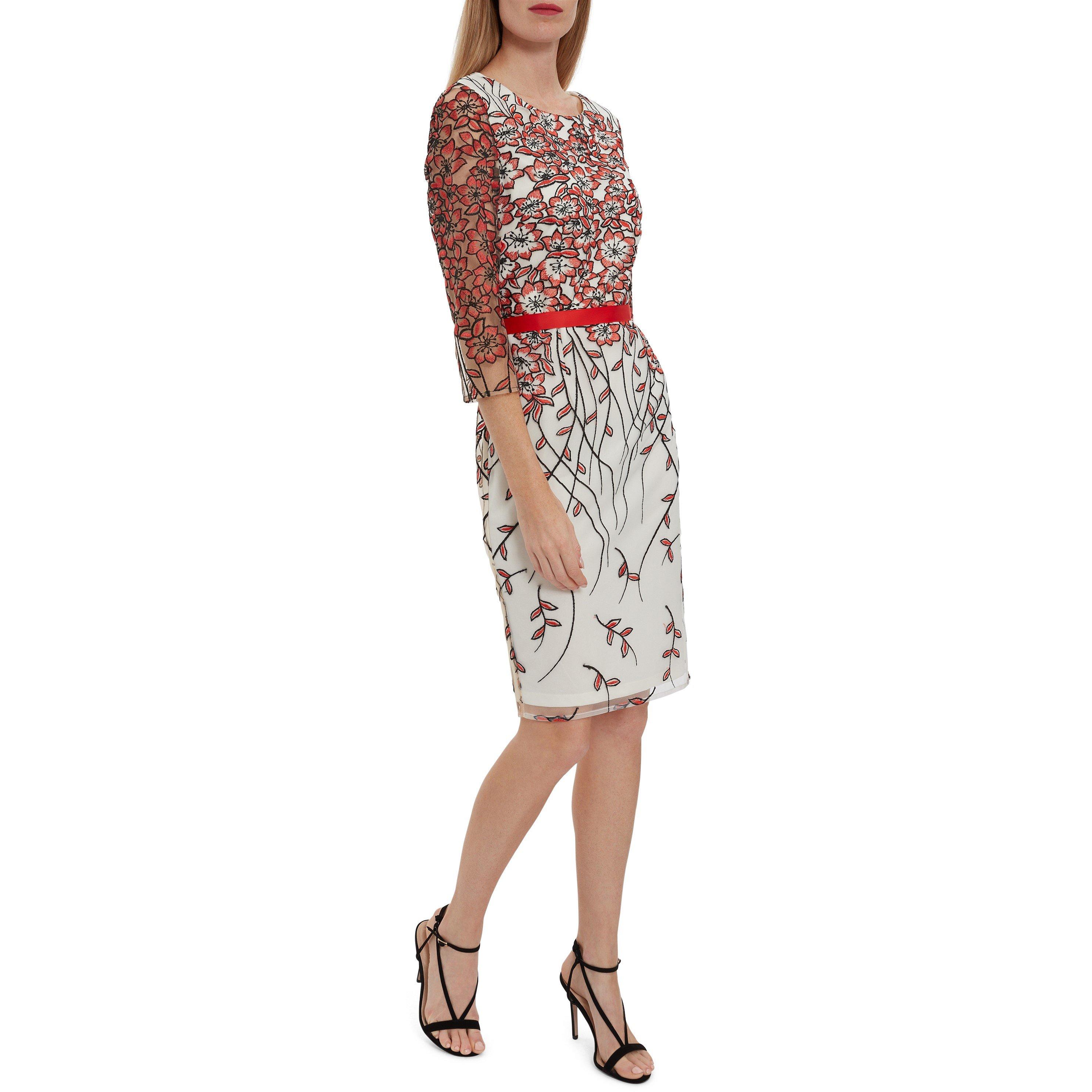 Red / Black - Gina Bacconi - Ragna Embroidered Dress - 5