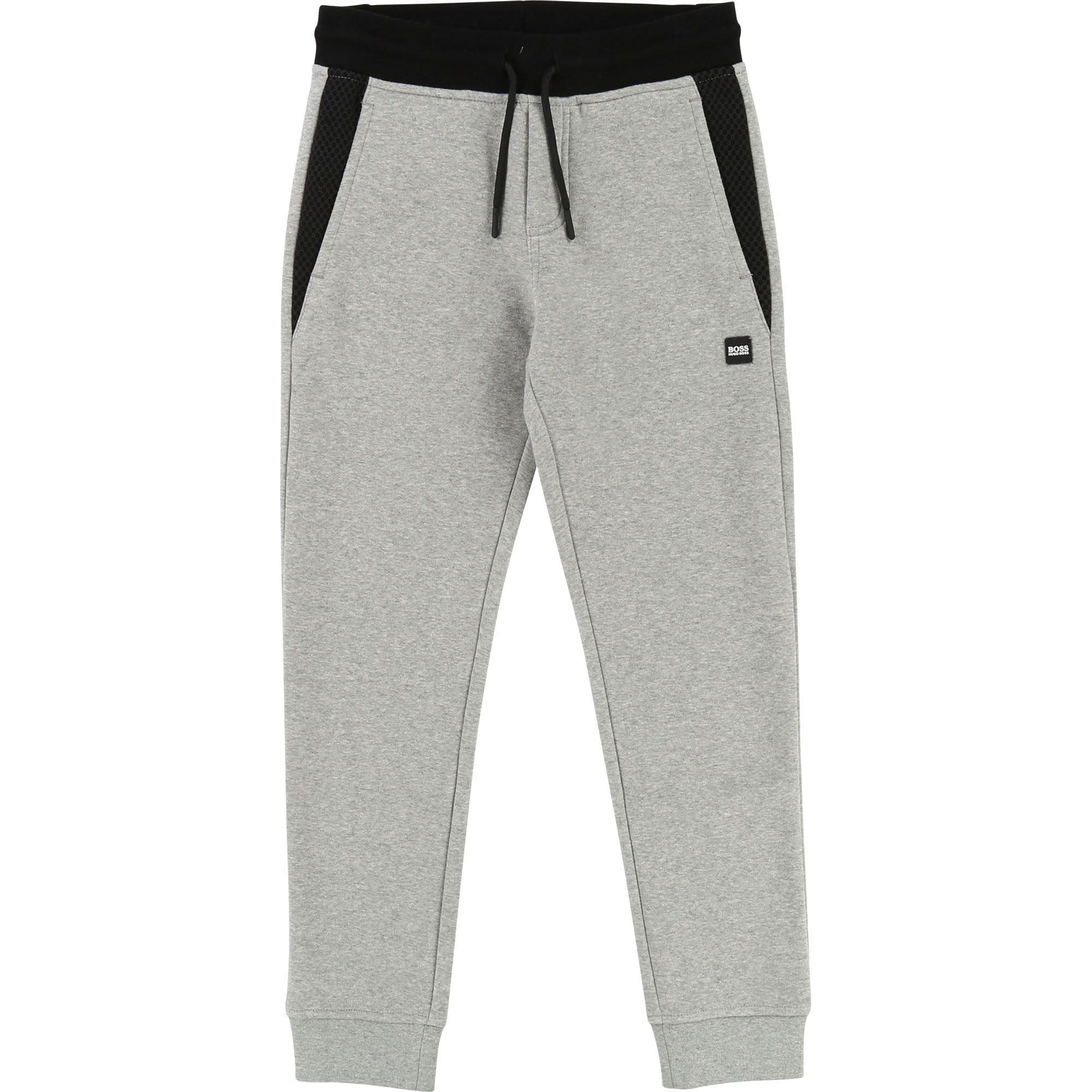 Grey Marl - Boss - Kids Cotton Polyester Fleece Tracksuit - 1