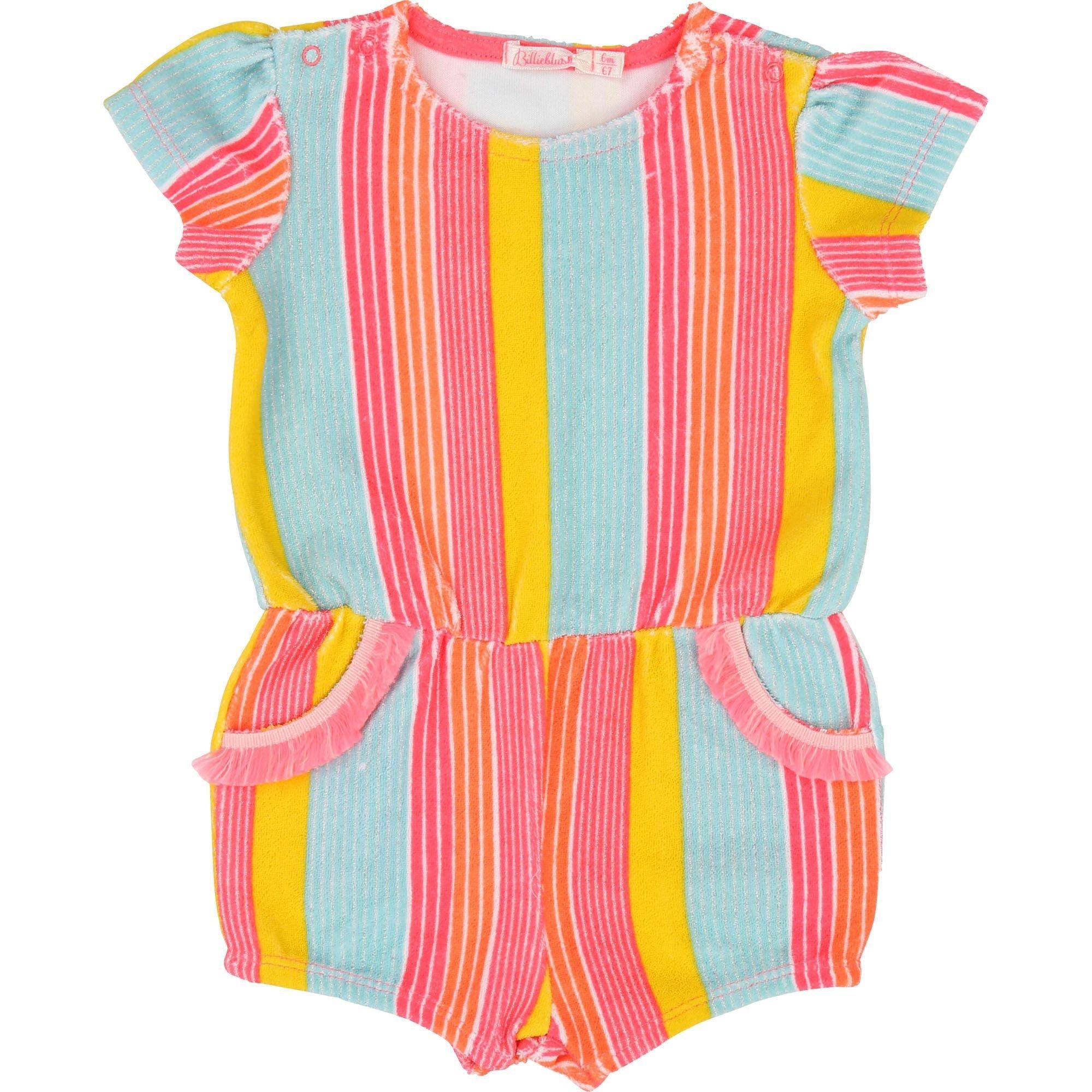 Multi-Coloured - Billieblush - Baby Girls Striped Short Overalls - 1