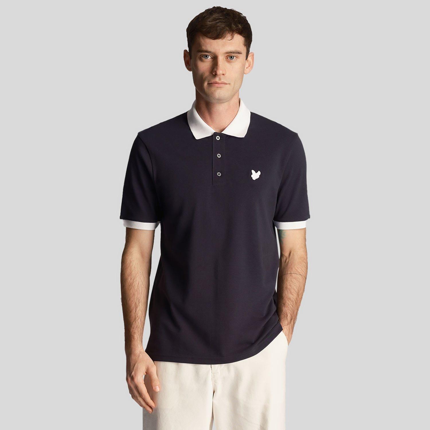 Navy - Lyle and Scott - Tonal Ringer Polo Shirt - 1