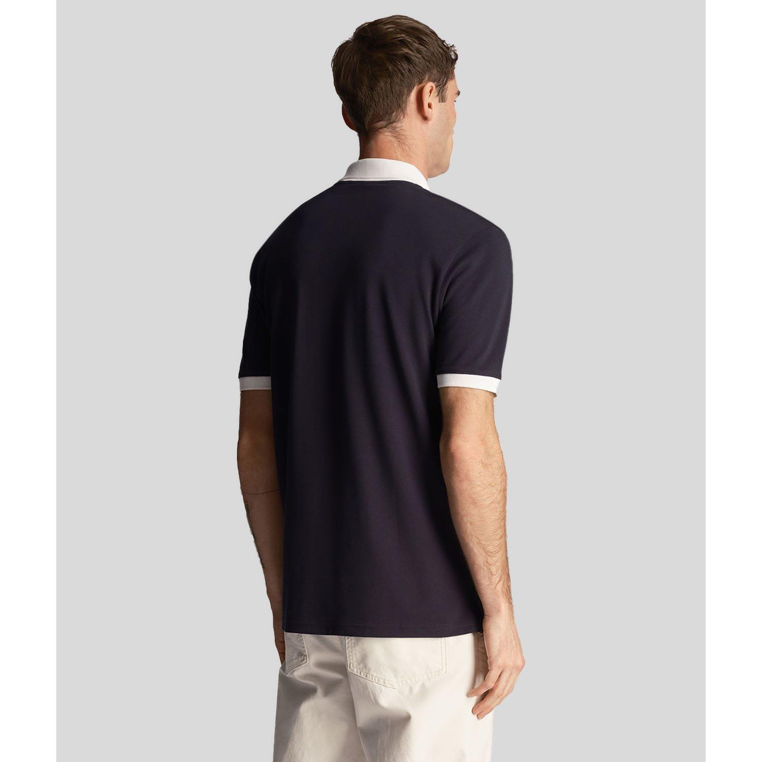 Navy - Lyle and Scott - Tonal Ringer Polo Shirt - 3