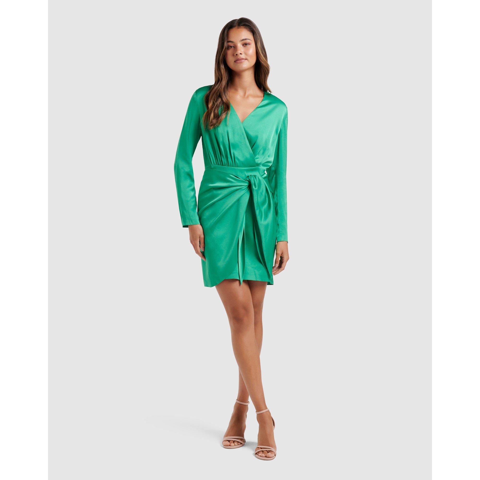 Shamrock - Forever New - Ava Satin Sarong Mini Dress - 6