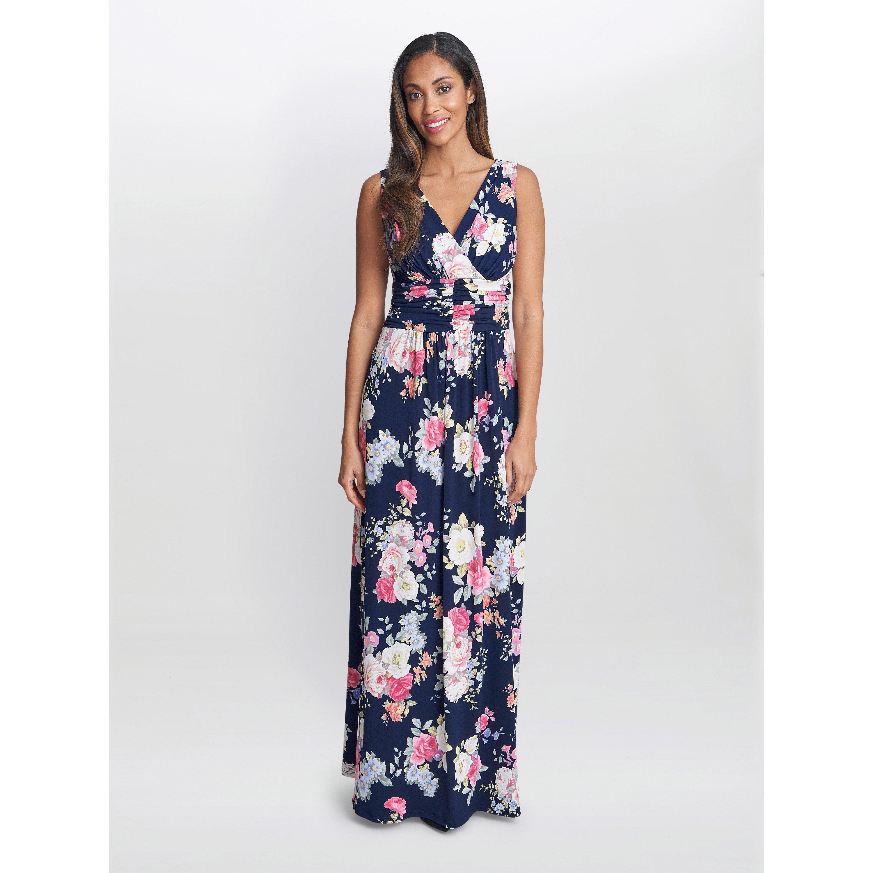 Gina Bacconi Women's Priya Jersey Maxi Dress - Navy / Pink - 12