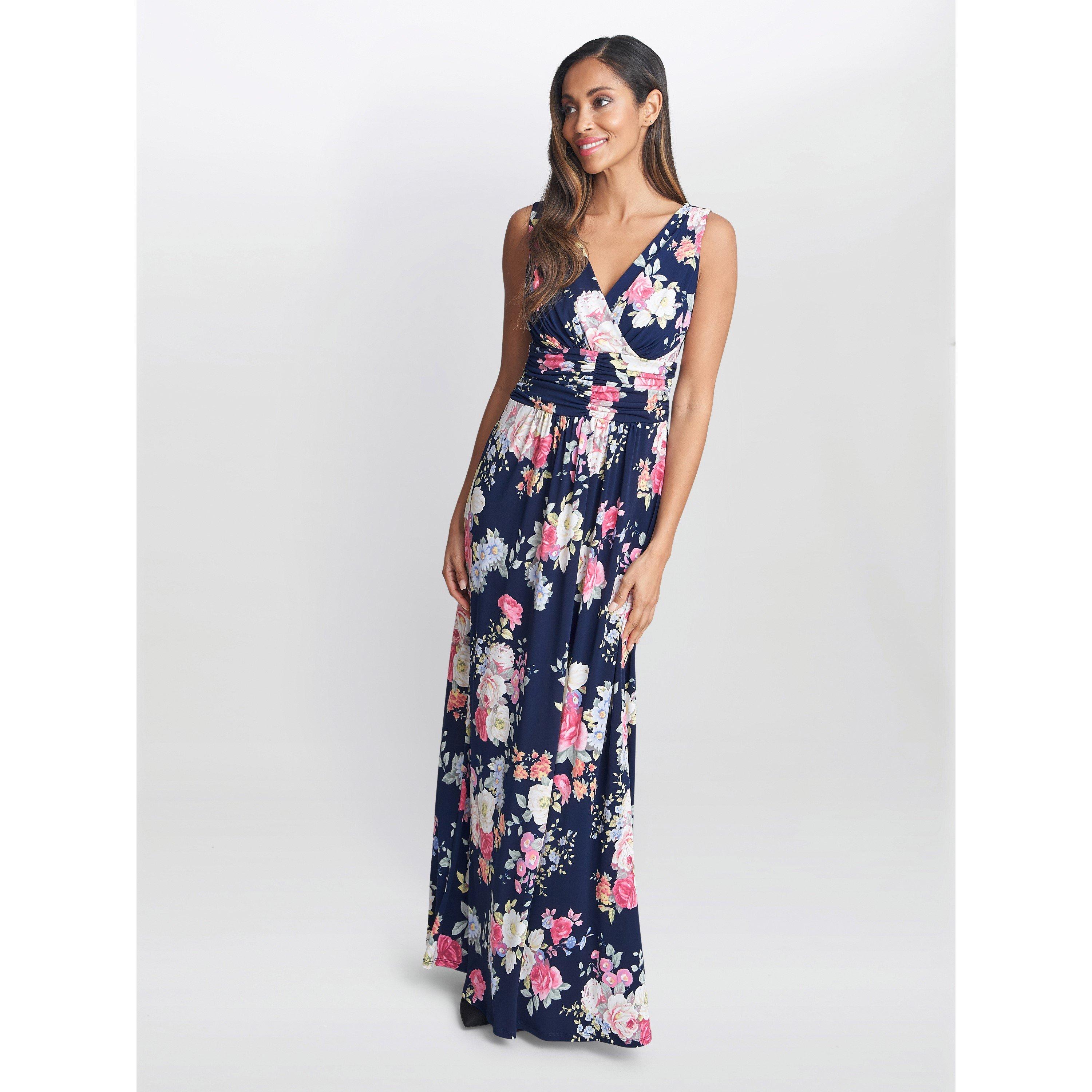 Navy / Pink - Gina Bacconi - Priya Jersey Maxi Dress - 3