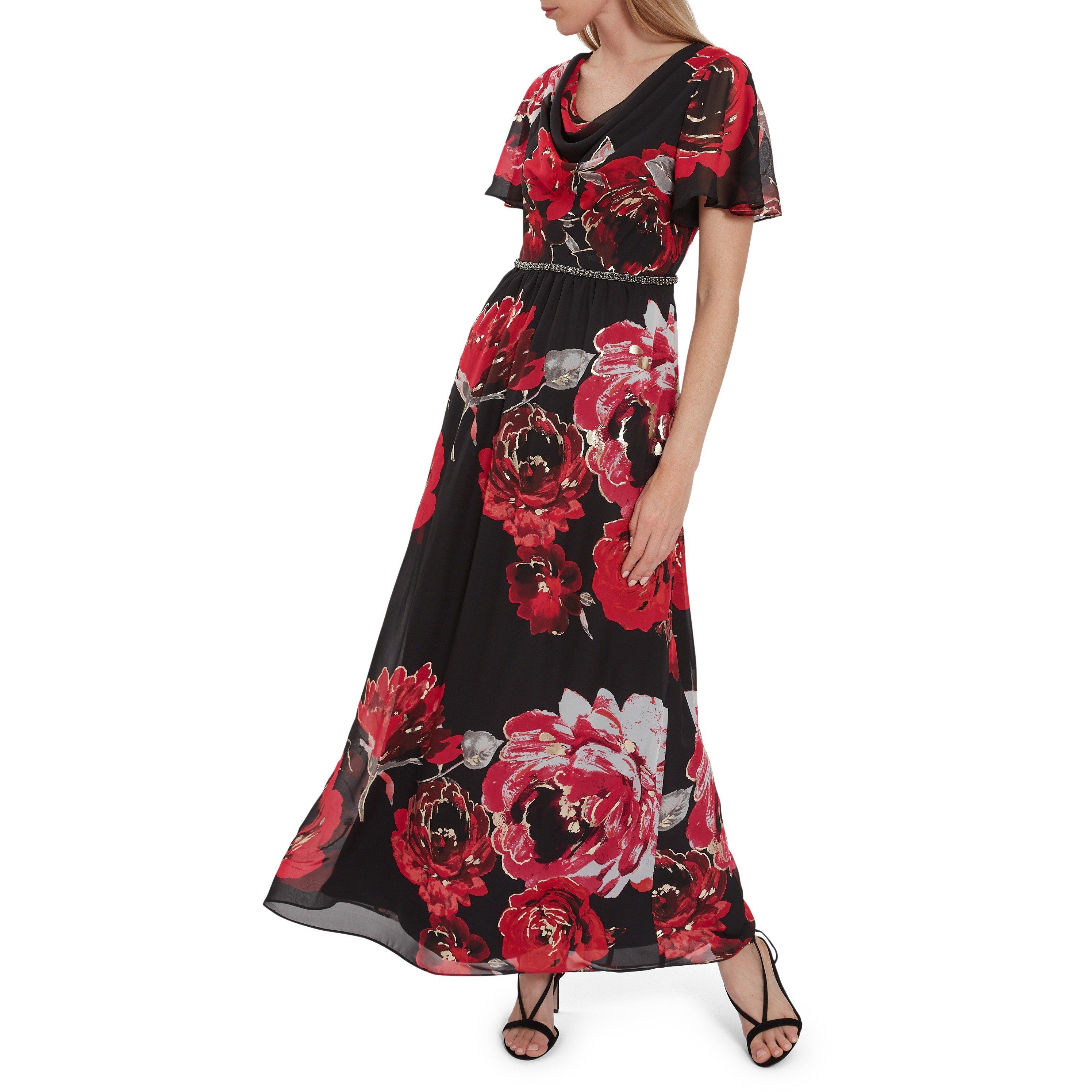 Black - Gina Bacconi - Mallie Cowl Neck Floral Maxi Dress - 2