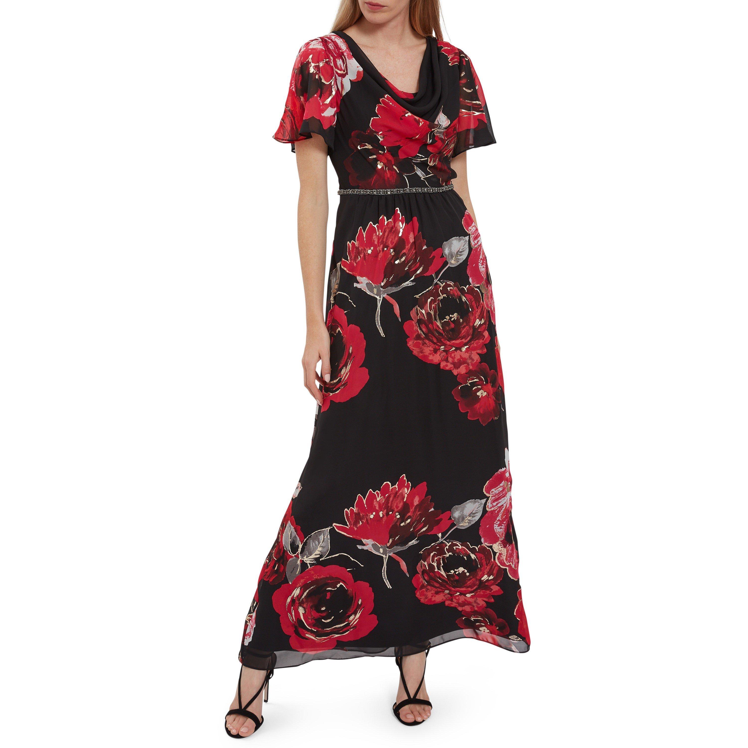 Black - Gina Bacconi - Mallie Cowl Neck Floral Maxi Dress - 4