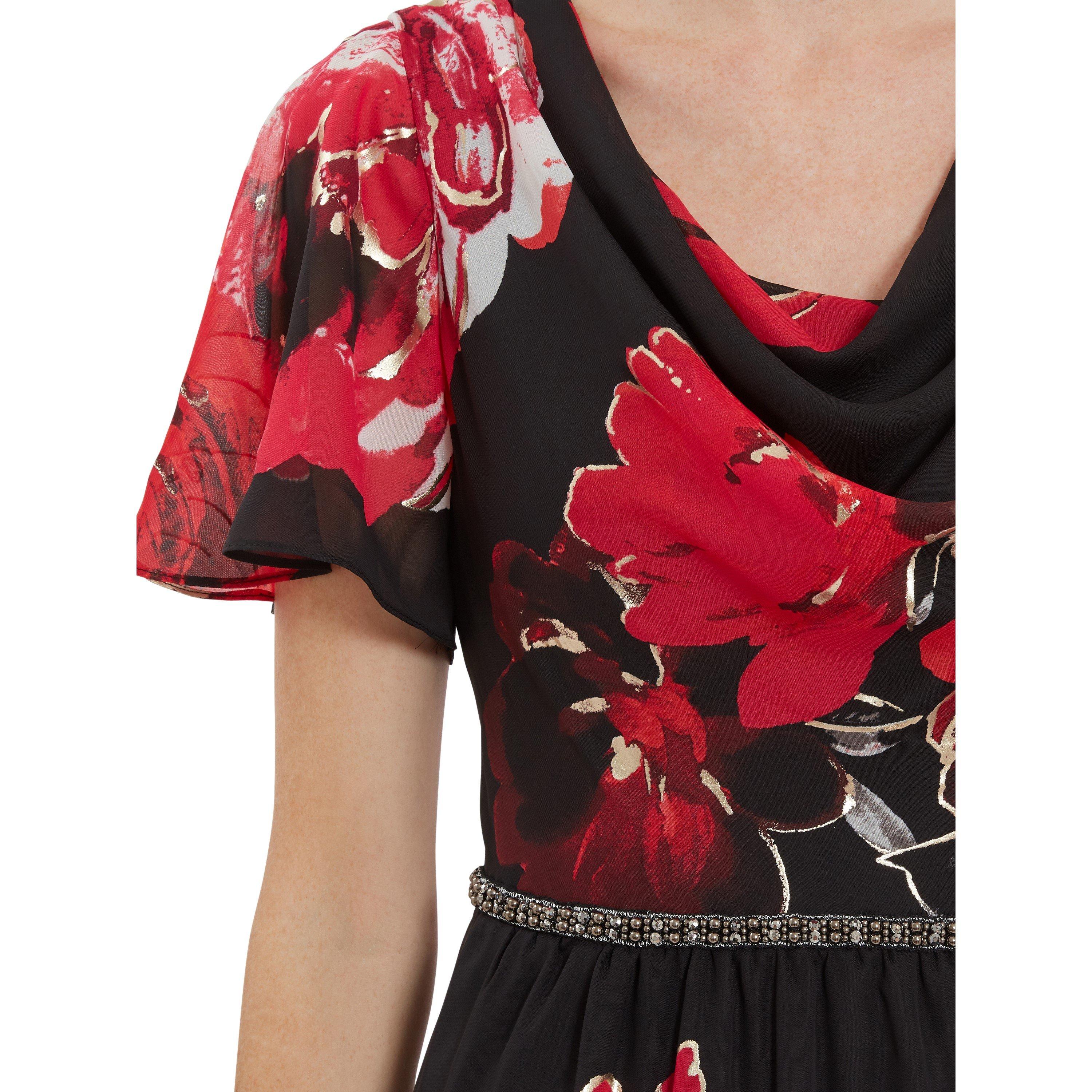 Black - Gina Bacconi - Mallie Cowl Neck Floral Maxi Dress - 5