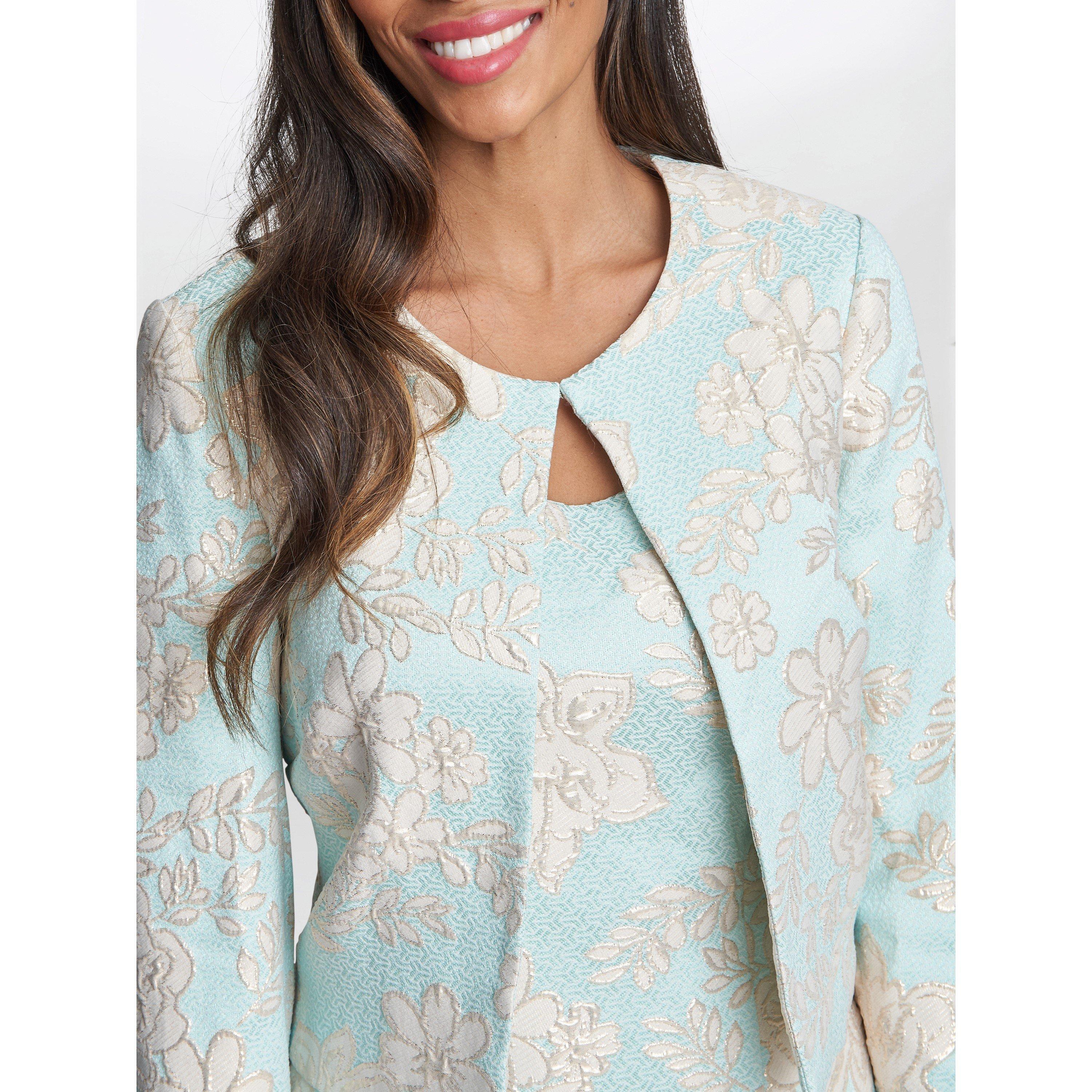 Aqua - Gina Bacconi - Julie Jacquard Shift Dress And Bolero - 5