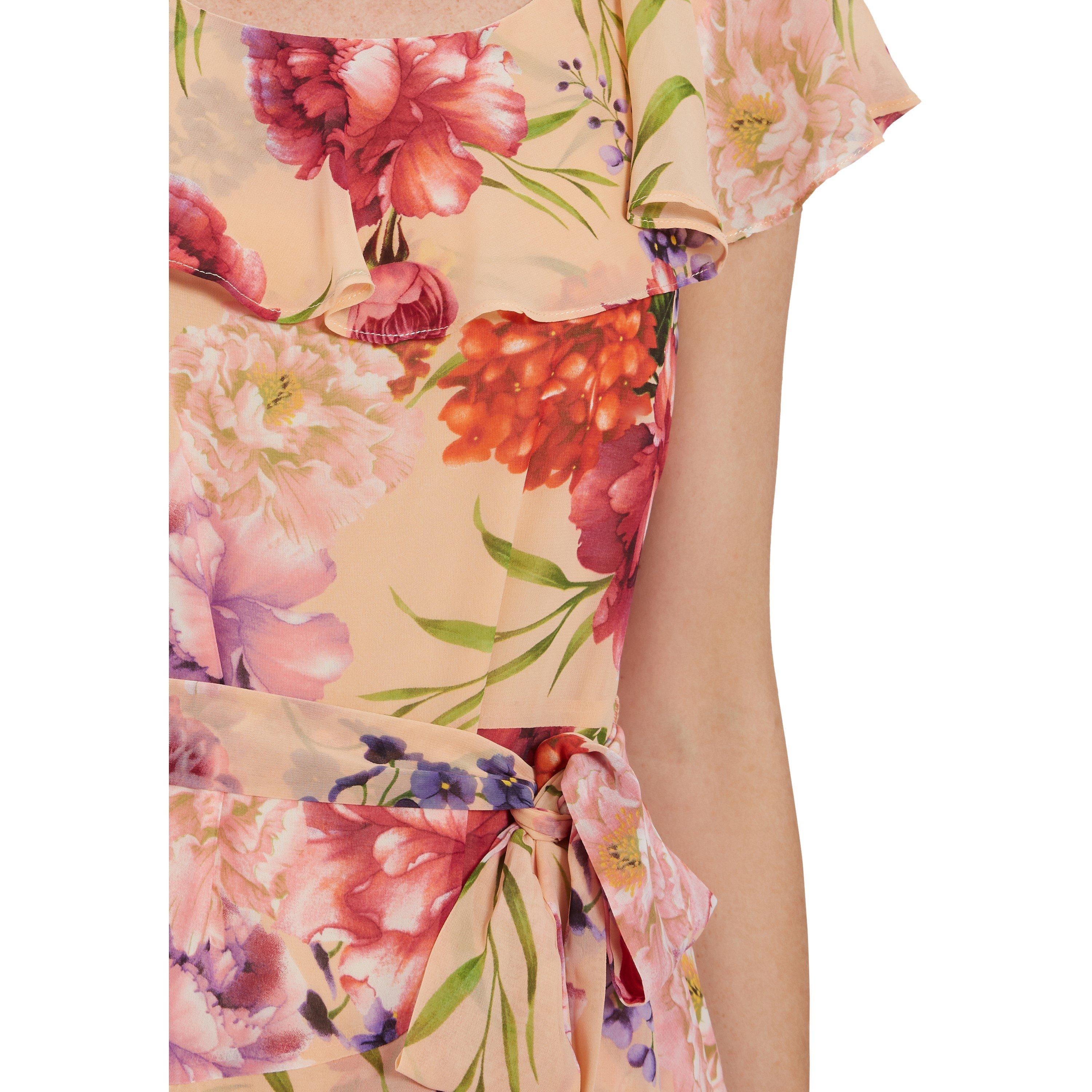 Blush Rose/Gree - Gina Bacconi - Joy Chiffon Floral Frill Dress - 5
