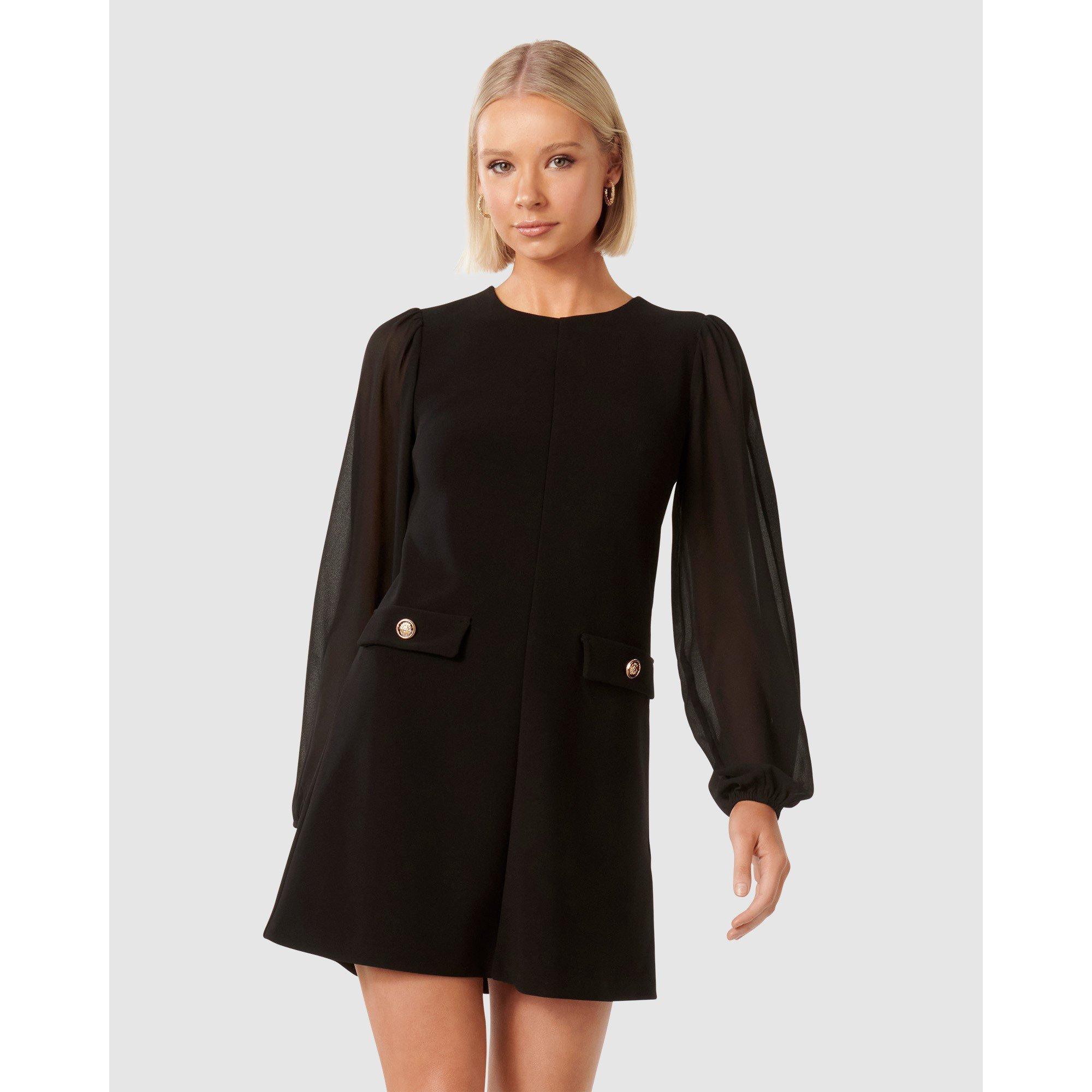Black - Forever New - Jessie Sheer Sleeve Mini Dress - 2