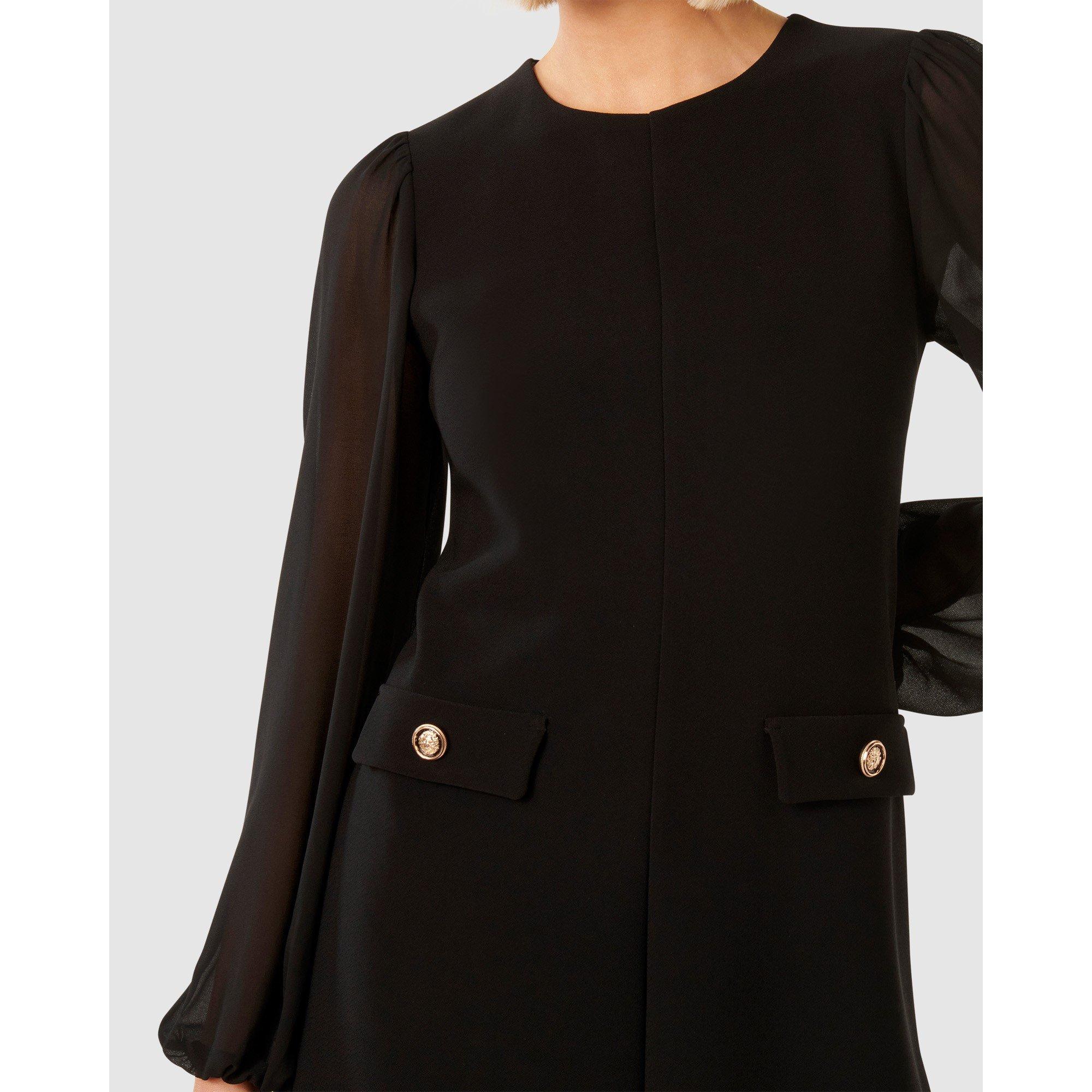 Black - Forever New - Jessie Sheer Sleeve Mini Dress - 3