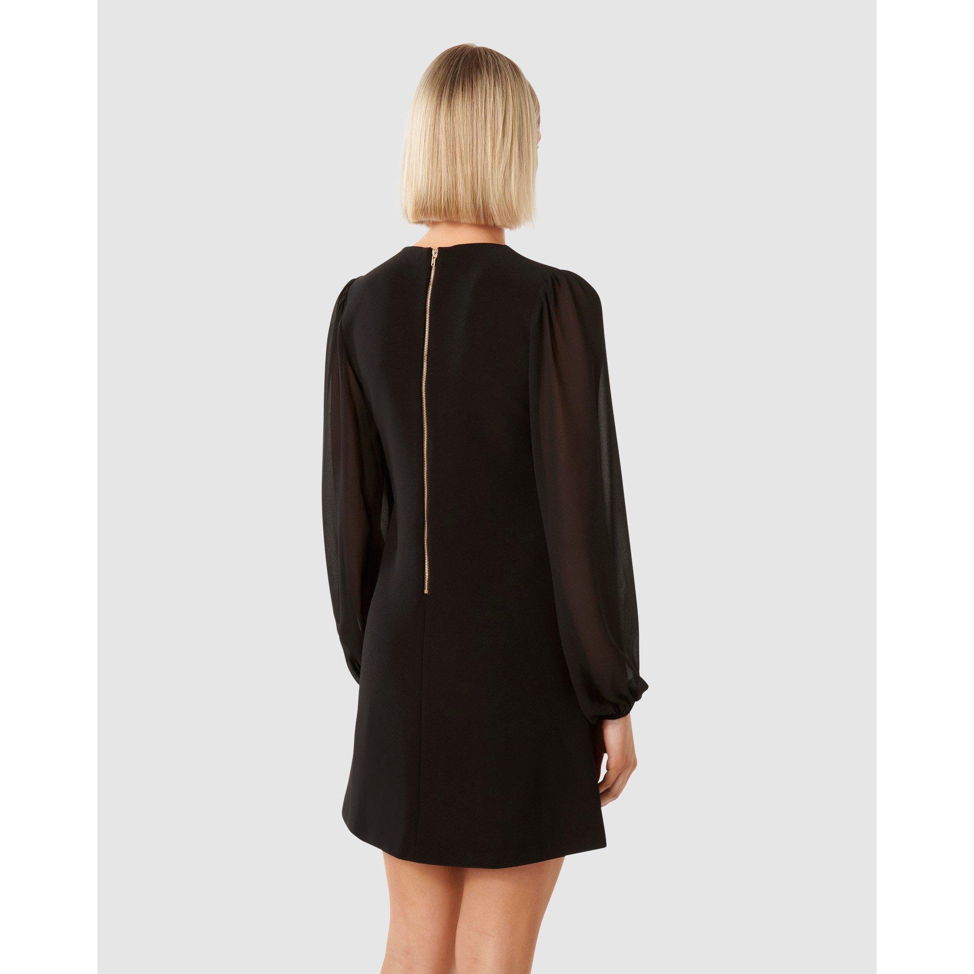 Black - Forever New - Jessie Sheer Sleeve Mini Dress - 5