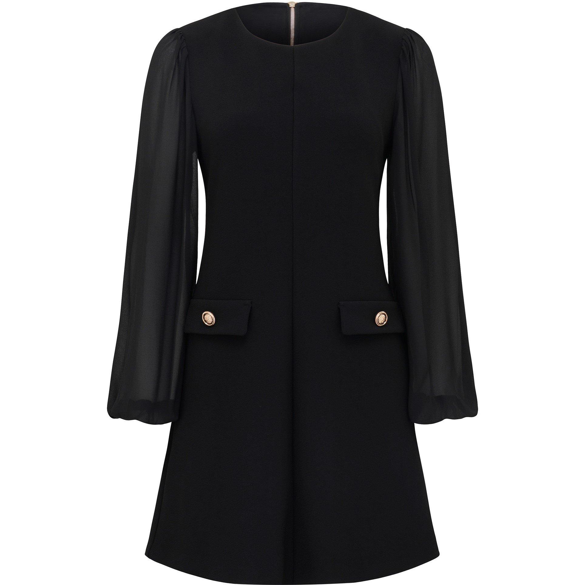 Black - Forever New - Jessie Sheer Sleeve Mini Dress - 6