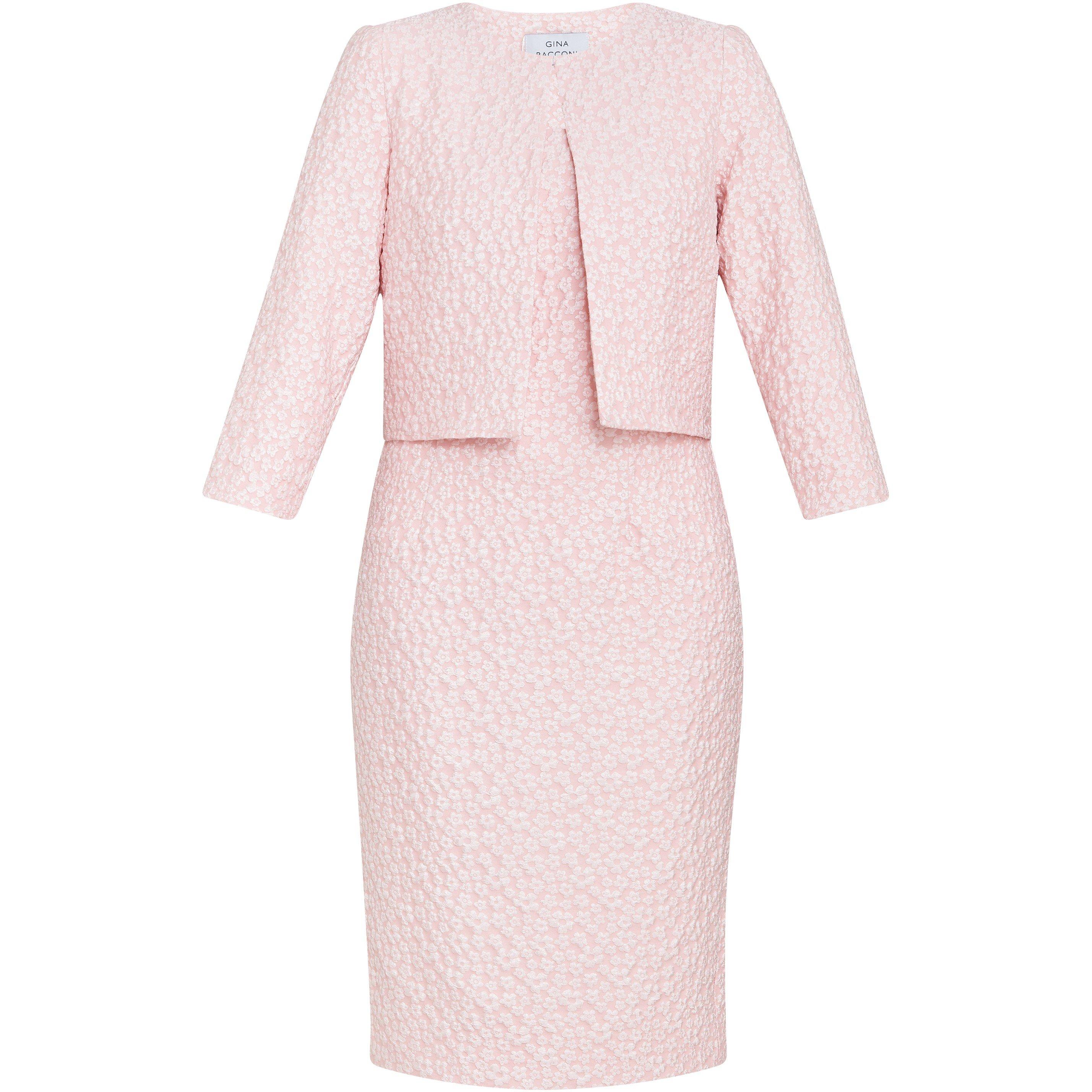 Pink - Gina Bacconi - Kathy Jacquard Shift Dress And Bolero - 4