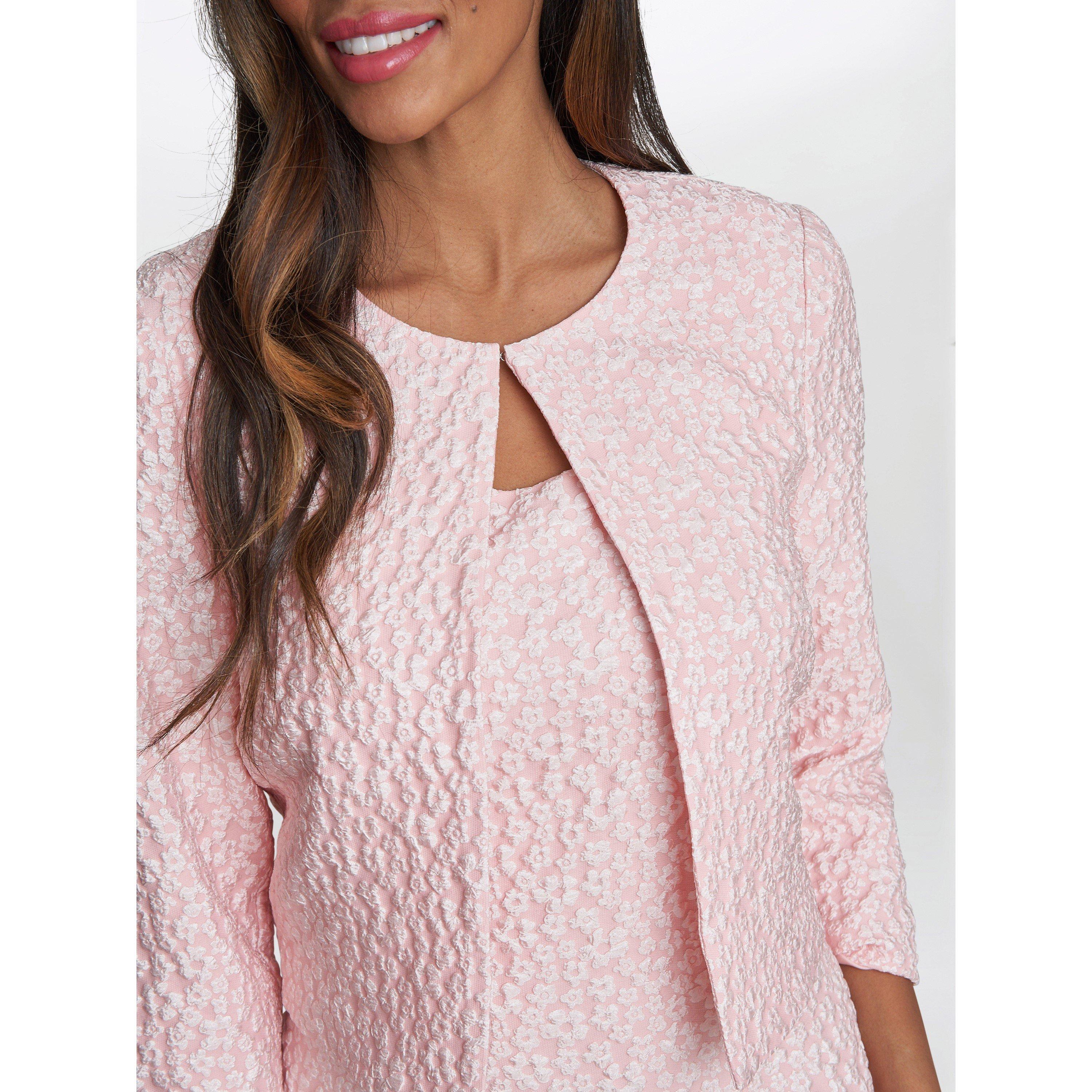 Pink - Gina Bacconi - Kathy Jacquard Shift Dress And Bolero - 5