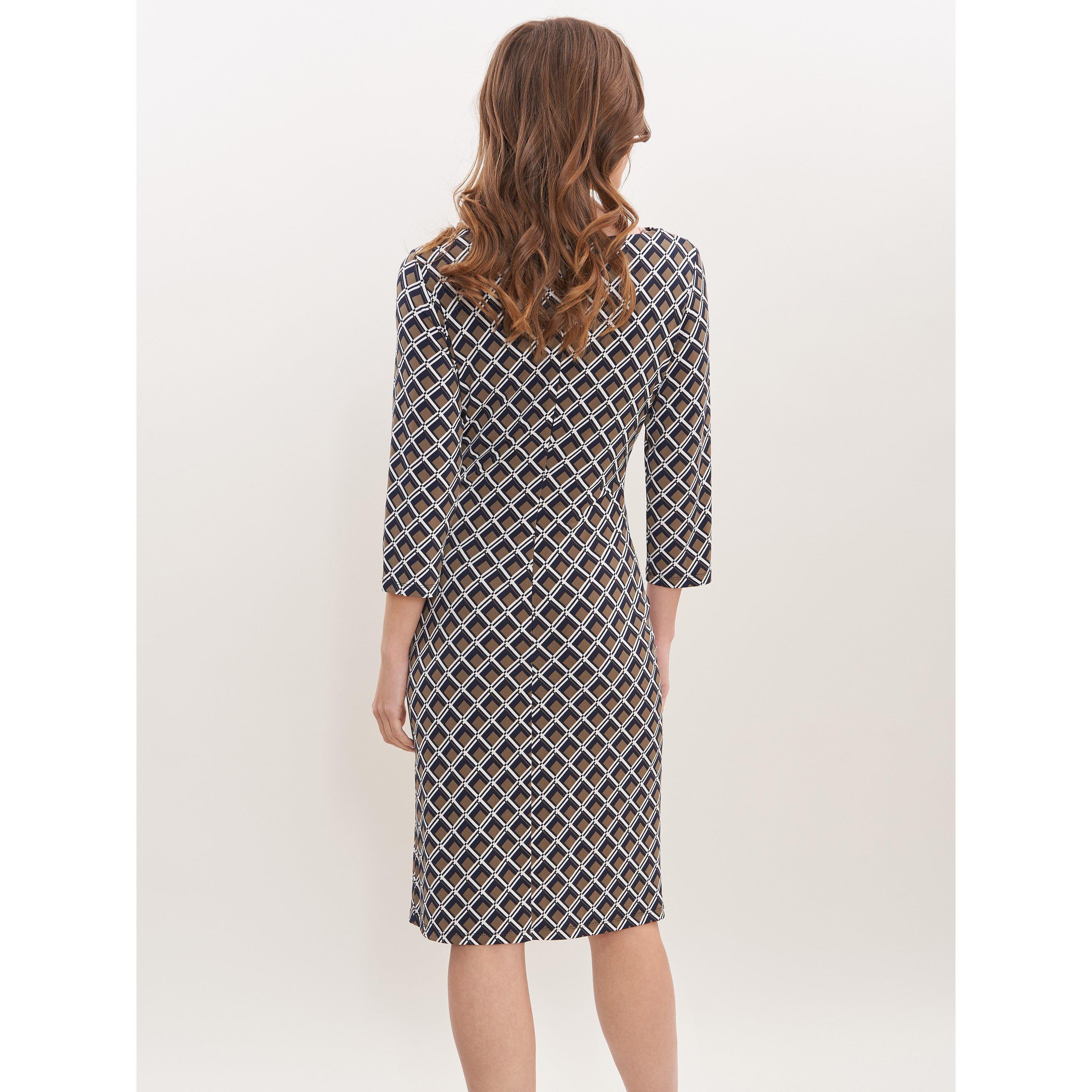 Taupe - Gina Bacconi - Talaina Printed Jersey Cowl Neck Dress - 2