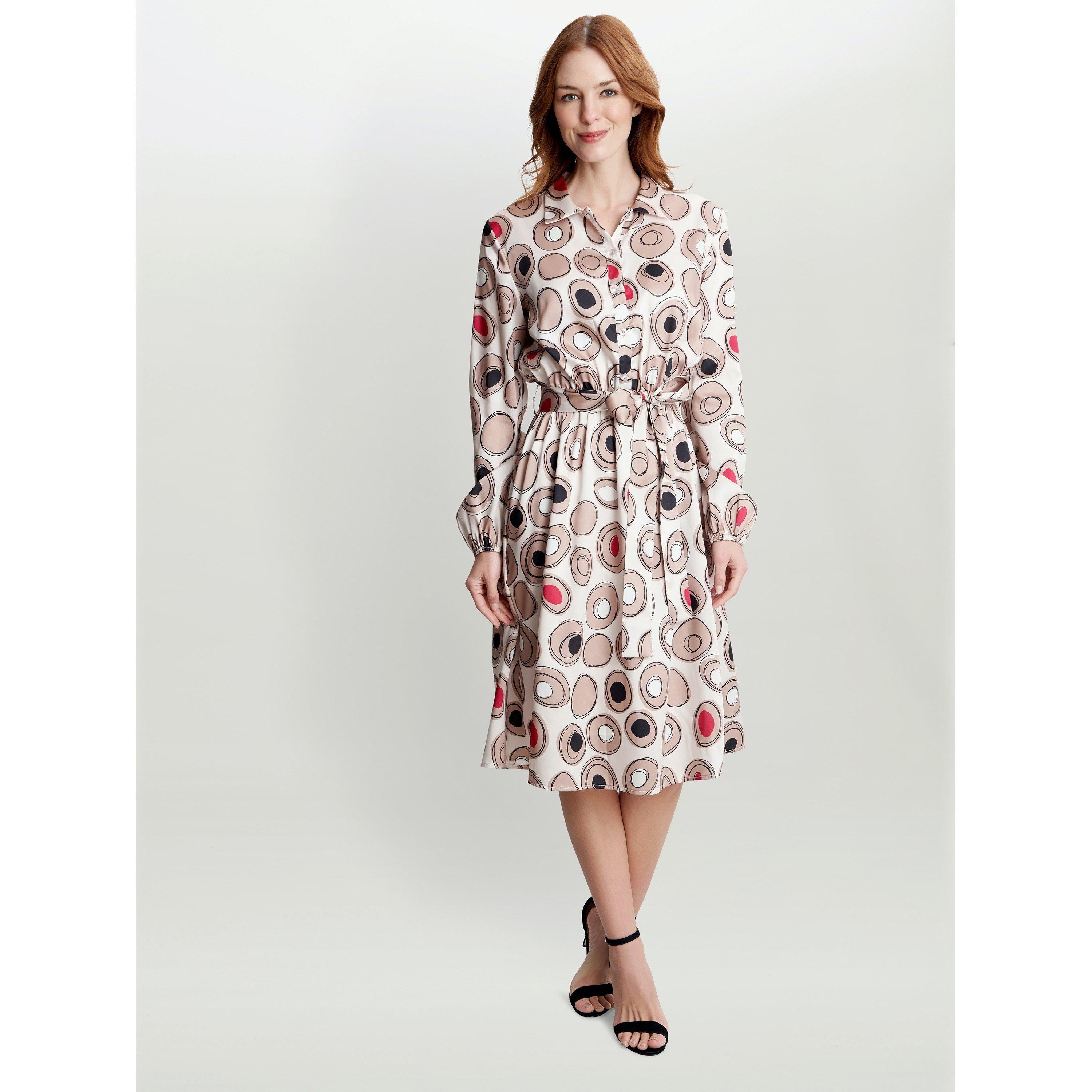 Beige - Gina Bacconi - ROZA LONG SLEEVE SHIRT DRESS TWILL GEORGETTE - 3