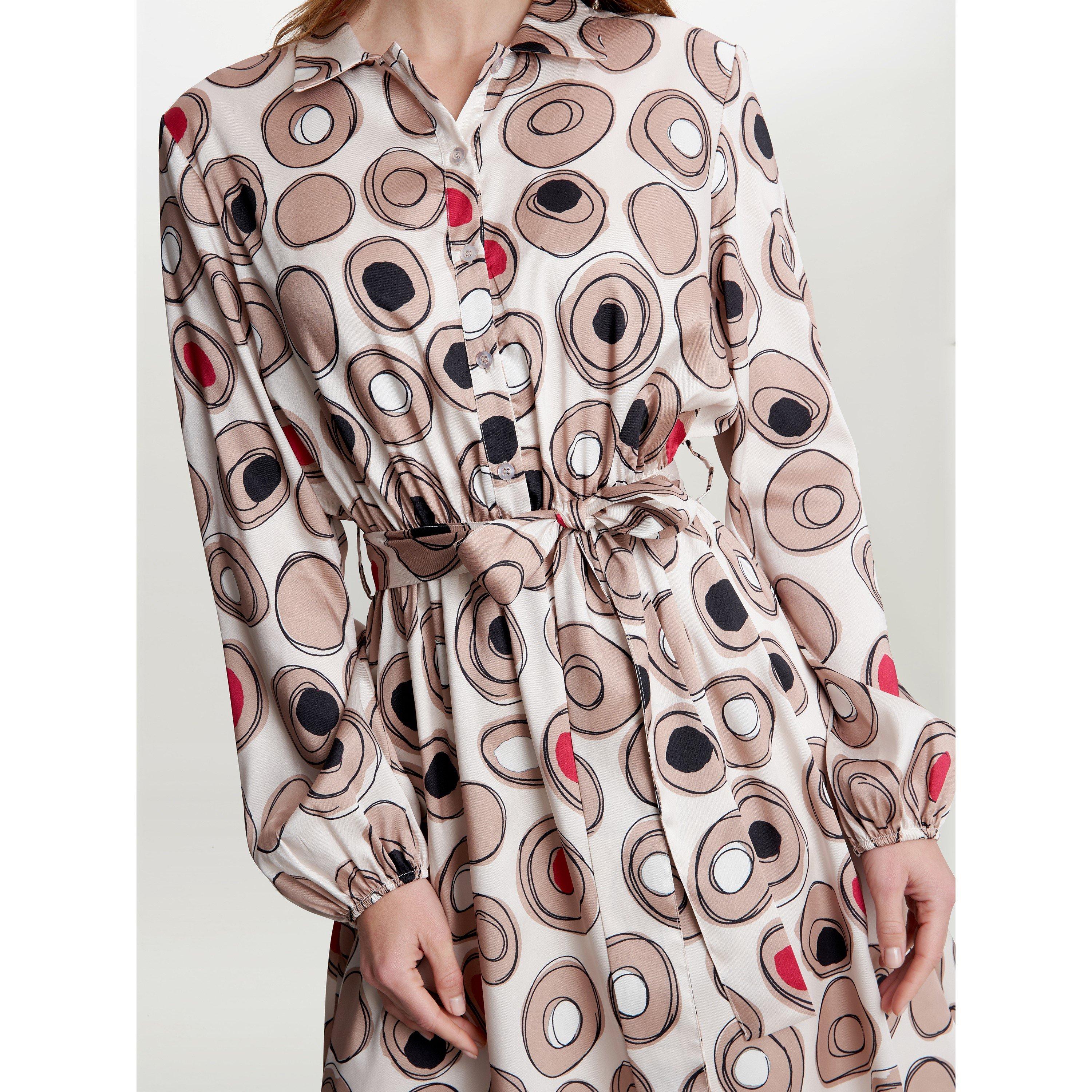 Beige - Gina Bacconi - ROZA LONG SLEEVE SHIRT DRESS TWILL GEORGETTE - 5