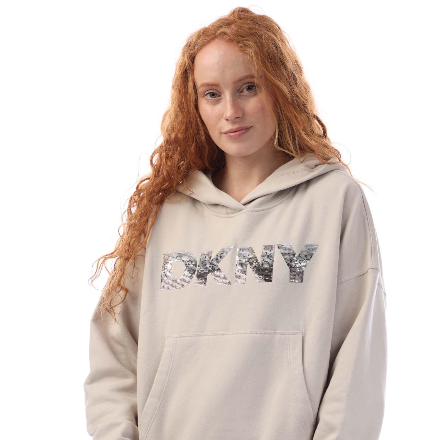 Beige - DKNY - Sequin Logo Hoody - 2